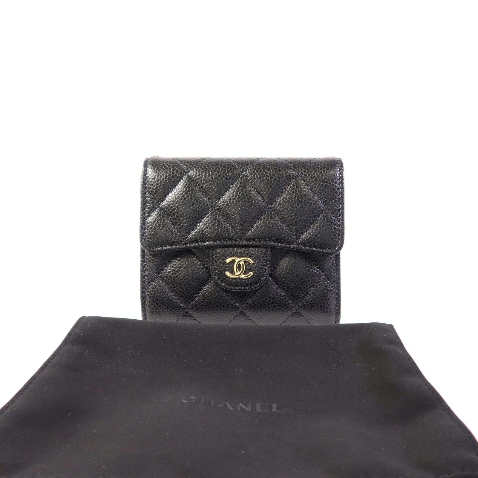 CHANEL 牛皮皮革Wallet金扣錢包
