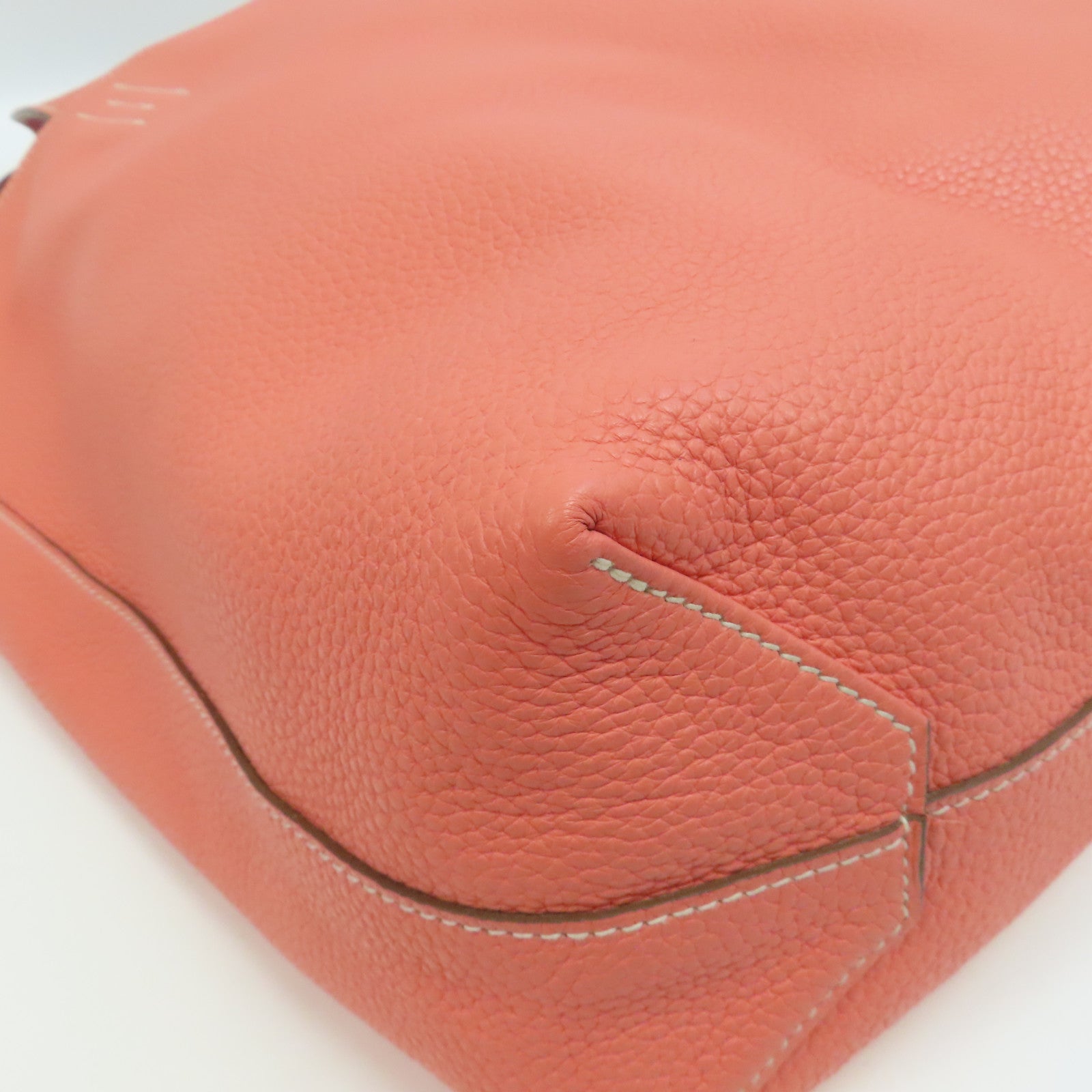 HERMES Clemence皮革Double Sens手挽袋Crevette/淺橙色/Rouge Casaque/紅色
