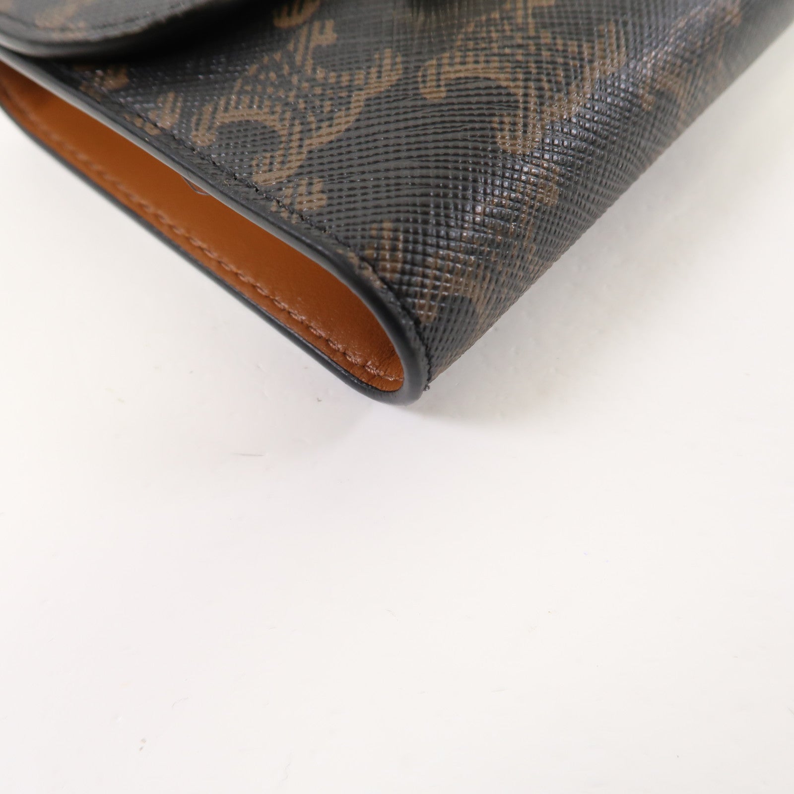 CELINE Triomphe帆布/牛皮皮革Small Wallet金扣錢包啡色