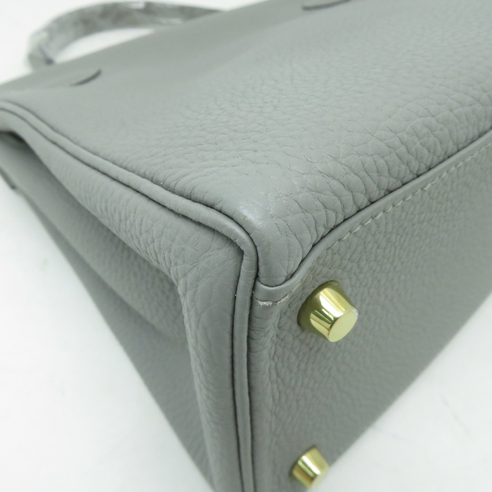 HERMES Togo皮革Kelly 28金扣手挽肩背兩用袋海鷗灰色