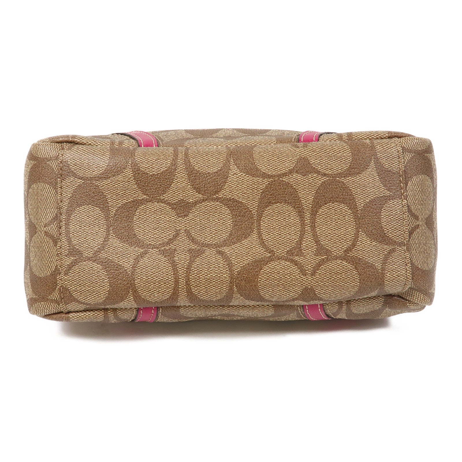 COACH 塗層帆布Shoulder Bag金扣肩背袋啡色/粉紅色
