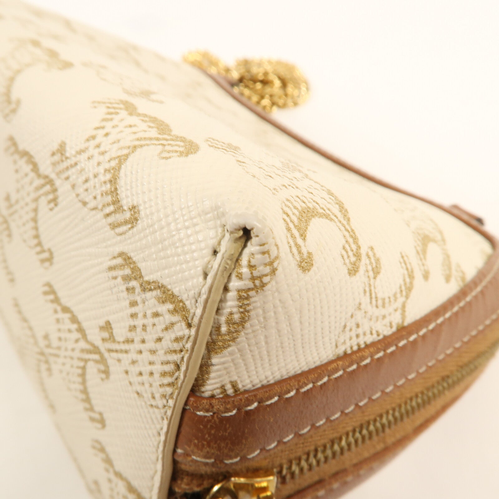 CELINE 牛皮皮革/塗層帆布Clutch On Chain金扣肩背袋