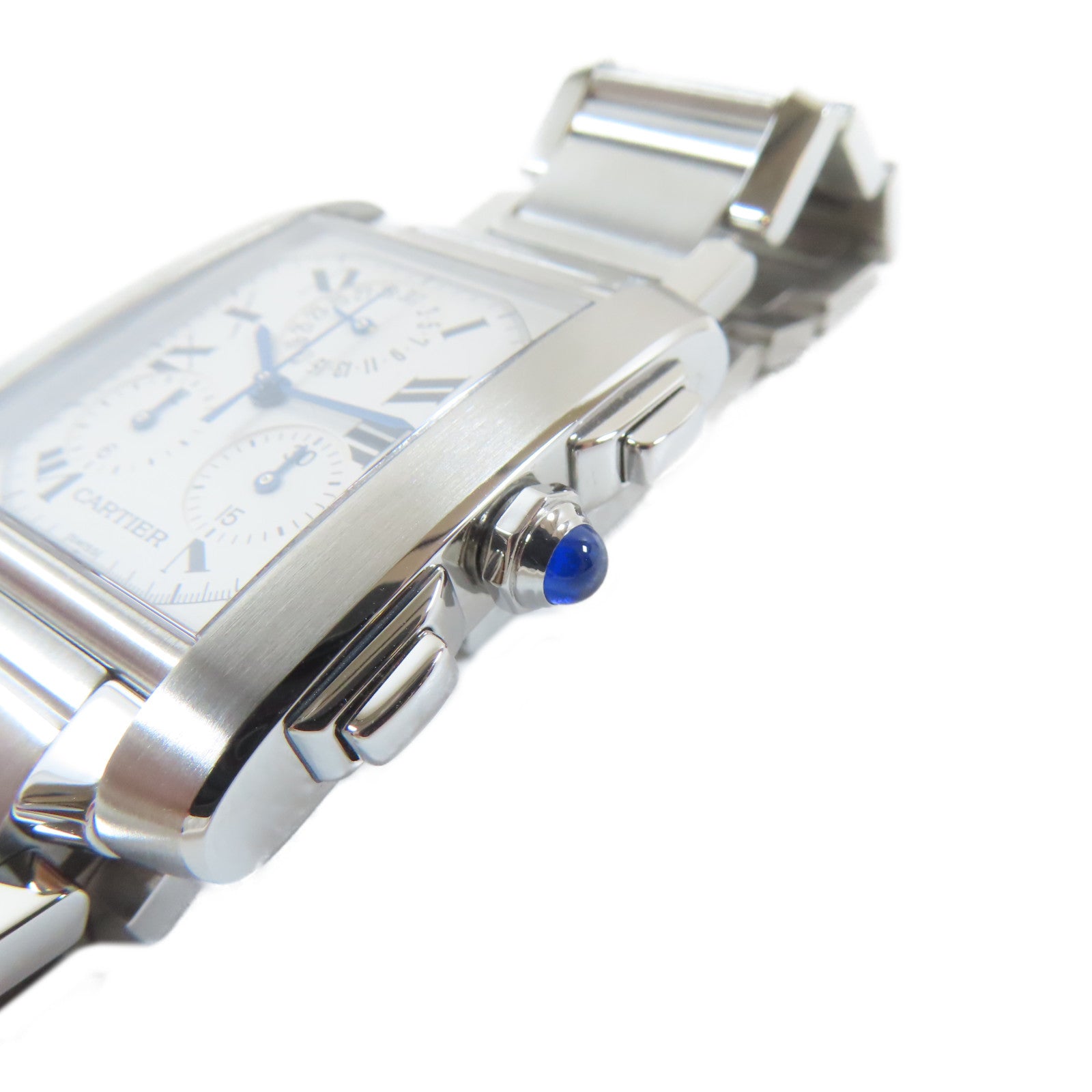 CARTIER Tank Francaise Chronograph不鏽鋼手錶石英機芯白色