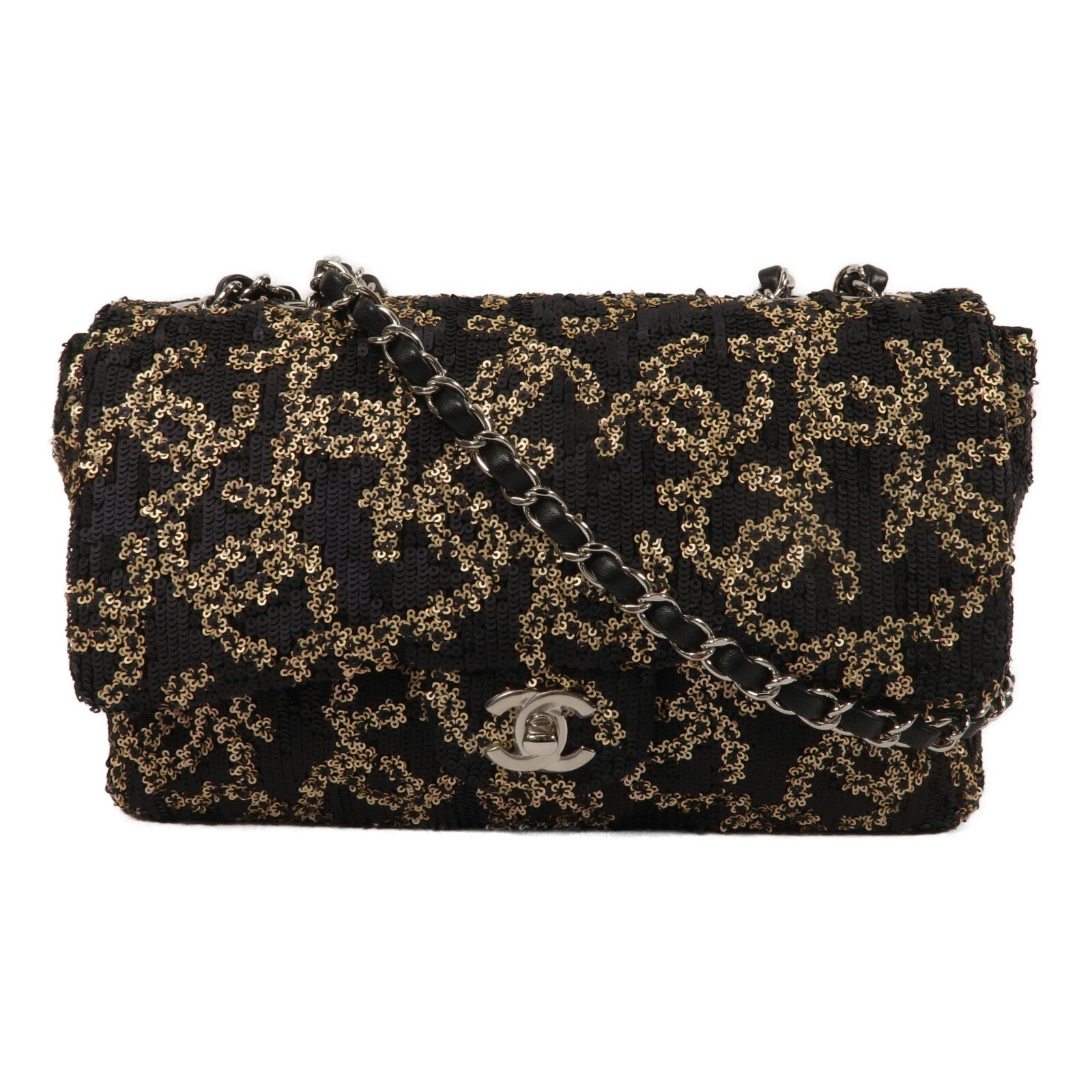CHANEL 珠片Chain Shoulder鏈帶肩背袋