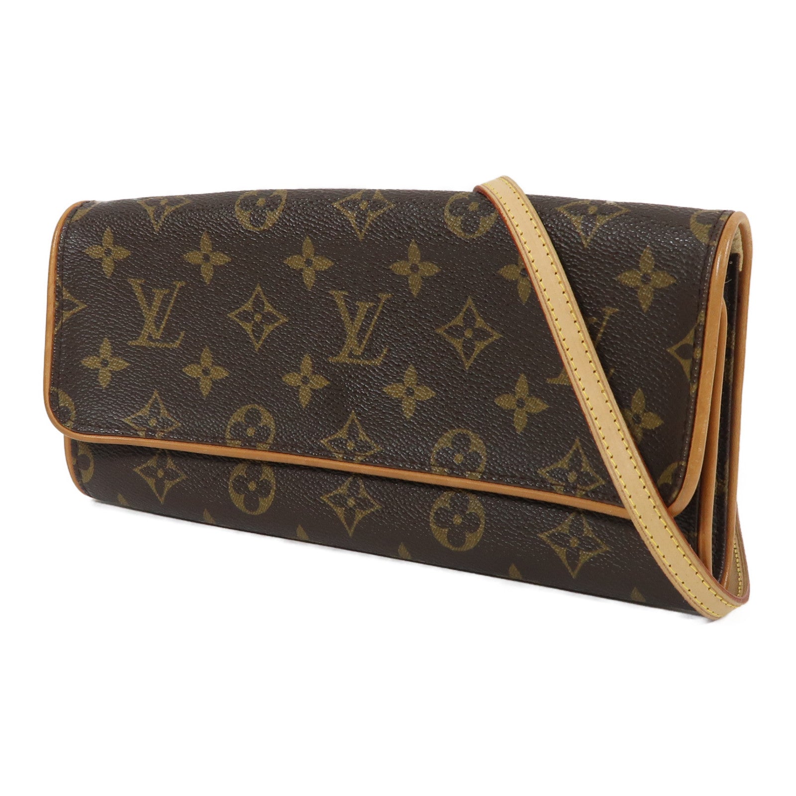 LOUIS VUITTON Monogram Pochette Twin GM金扣肩背袋啡色
