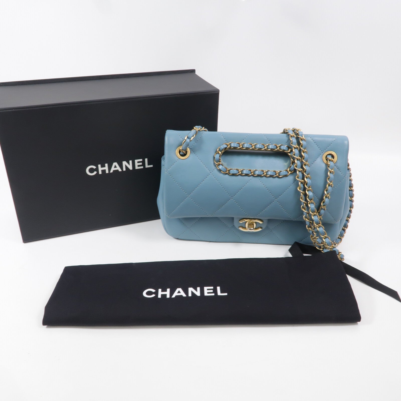 CHANEL 皮皮革Matelasse Chain Shoulder Bag鏈帶手挽肩背兩用袋
