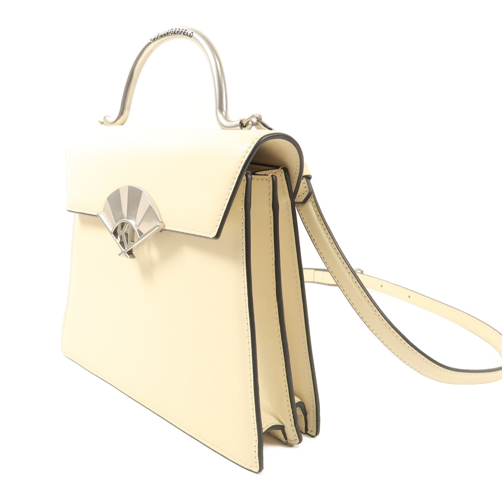 KARL LAGERFELD 牛皮皮革Karl Lagerfeld銀扣手挽肩背兩用袋