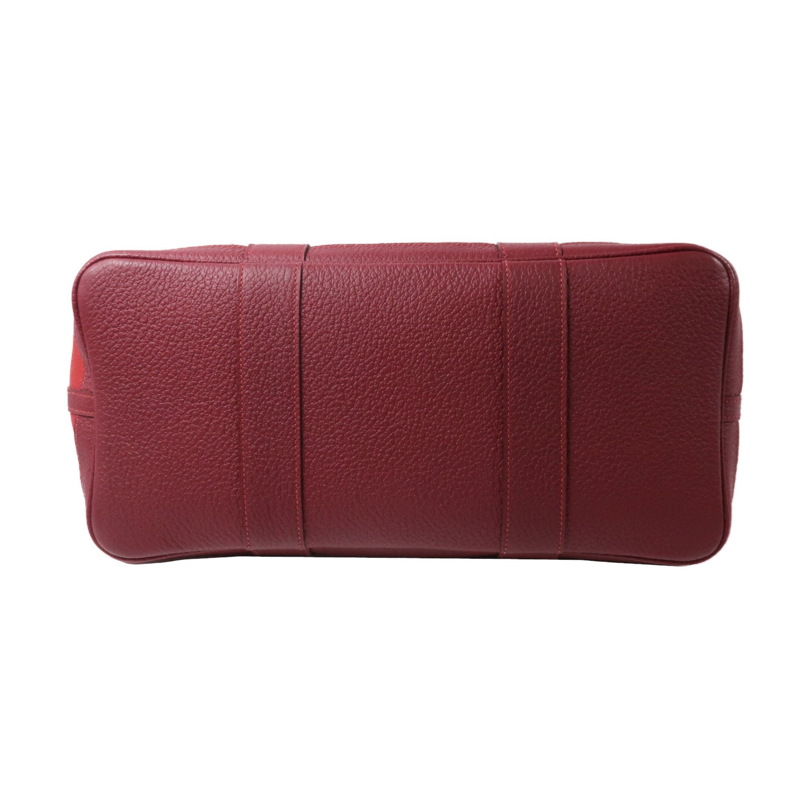 HERMES 帆布Garden Party PM銀扣手挽袋紅色