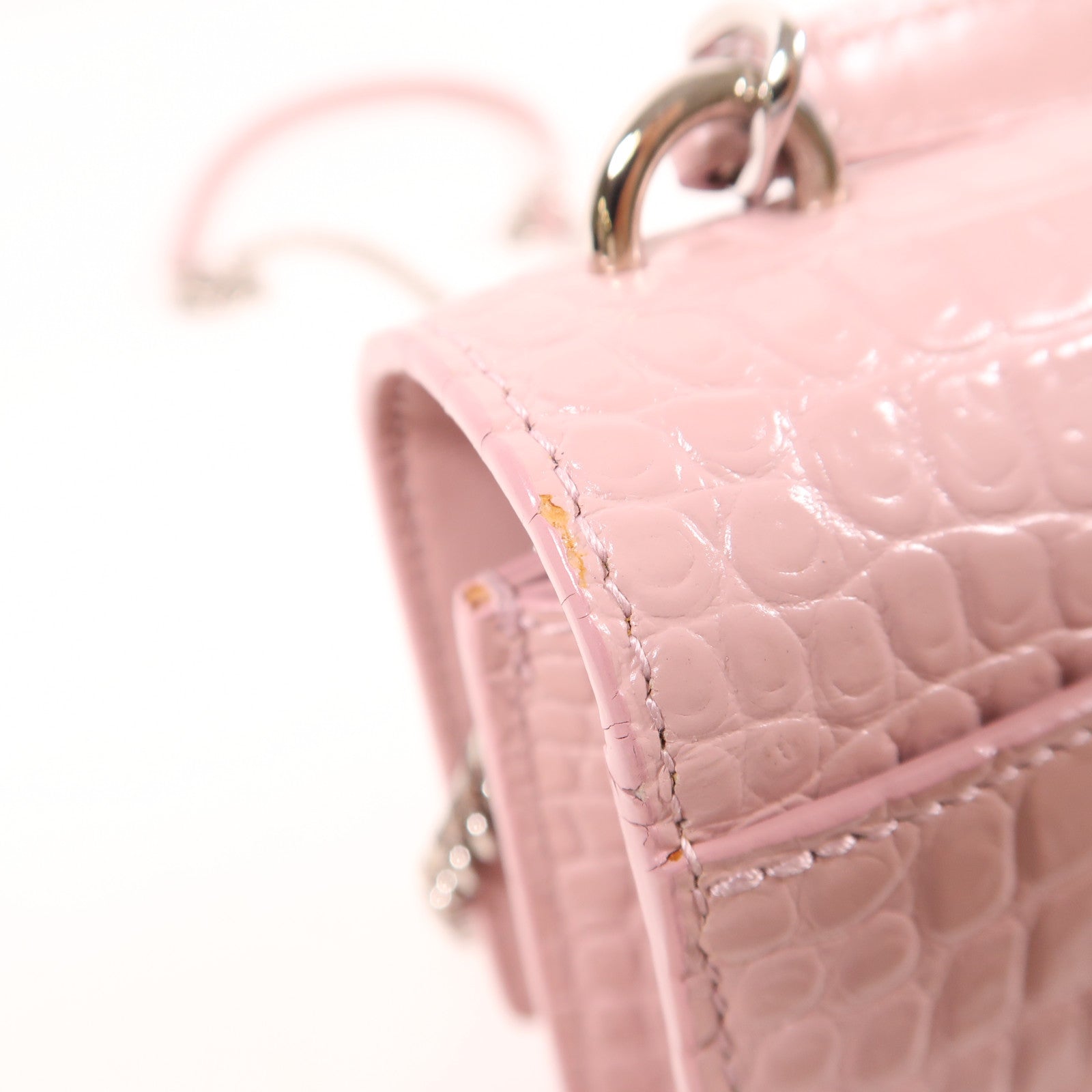 SAINT LAURENT 牛皮皮革Shoulder Bag銀扣鏈帶手挽肩背兩用袋