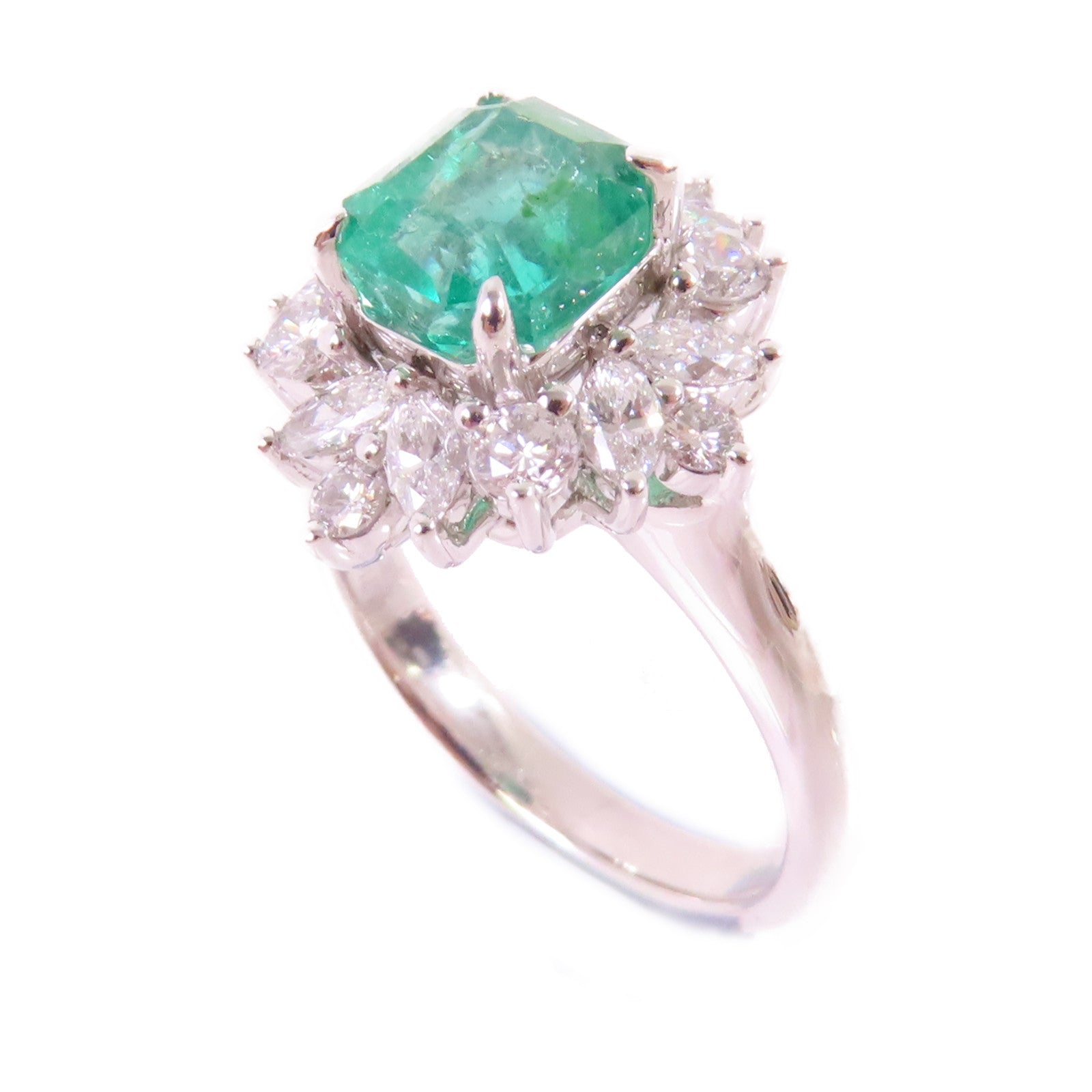 JEWELRY PT950鉑金/1.71ct綠寶石/0.82ct鑽石Emerald/Diamond Ring戒指US#6