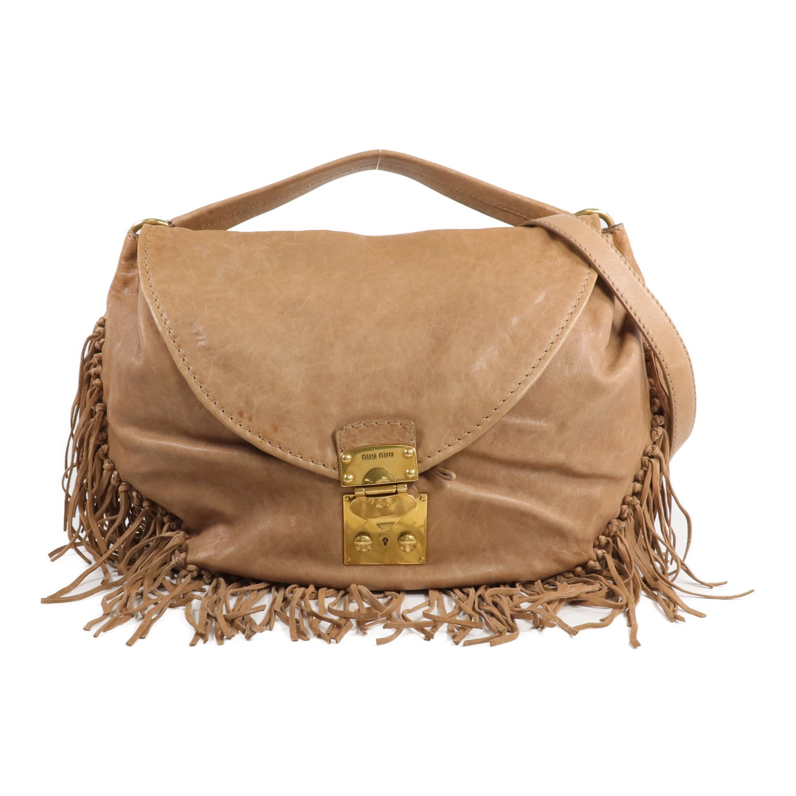 Miu Miu 牛皮皮革2 Way Shoulder金扣手挽肩背兩用袋