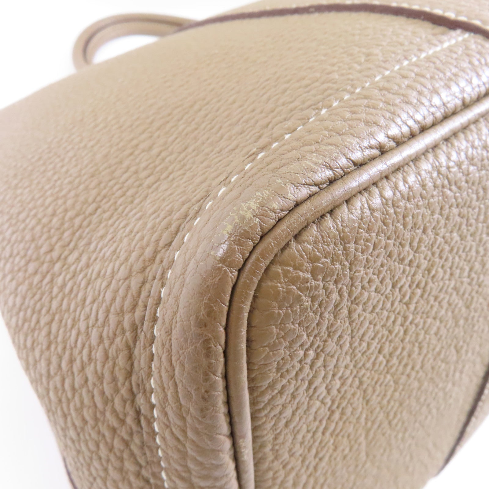 HERMES Clemence皮革GardenParty PM銀扣手挽袋Etoupe/米灰色
