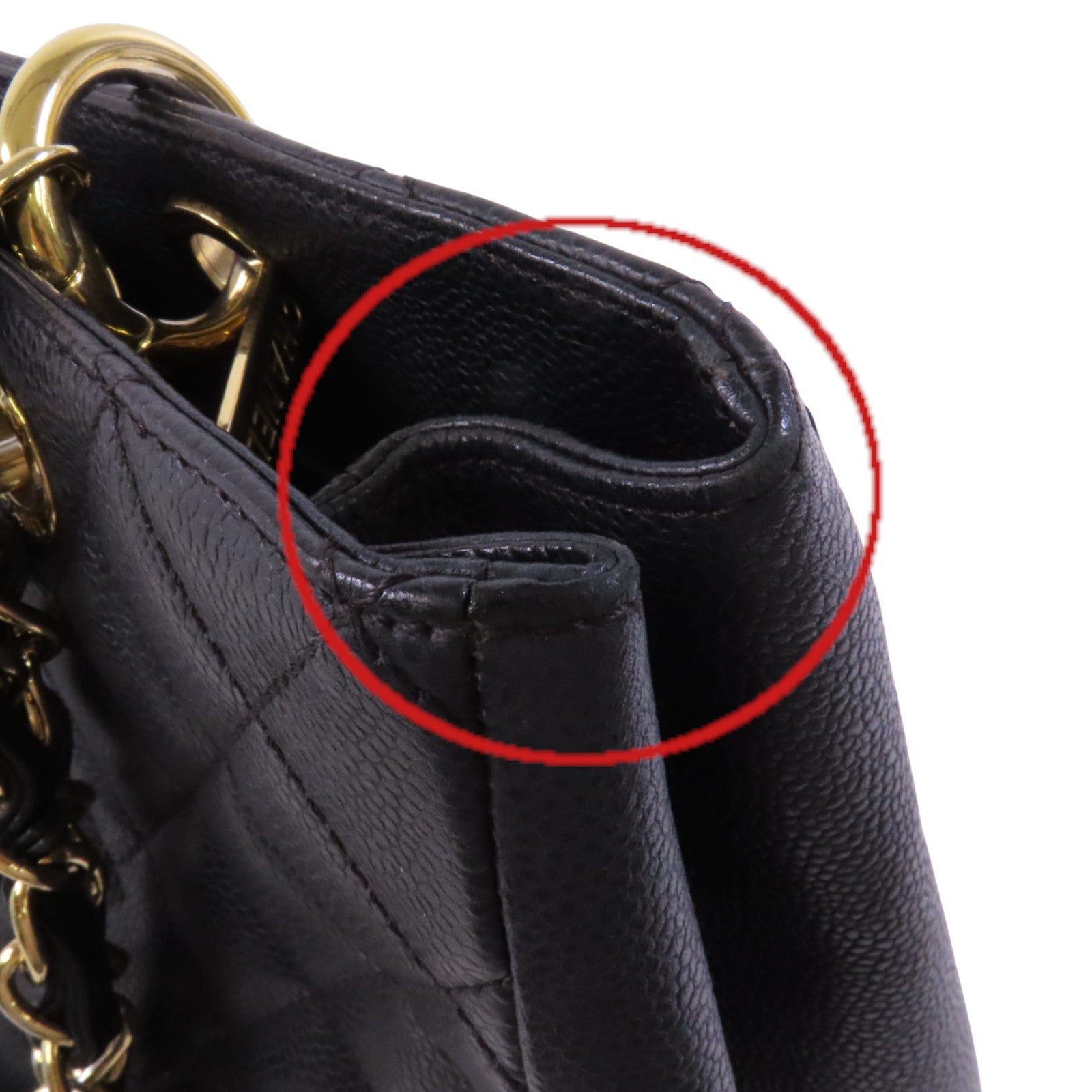 CHANEL 牛皮皮革GST金扣鏈帶肩背袋