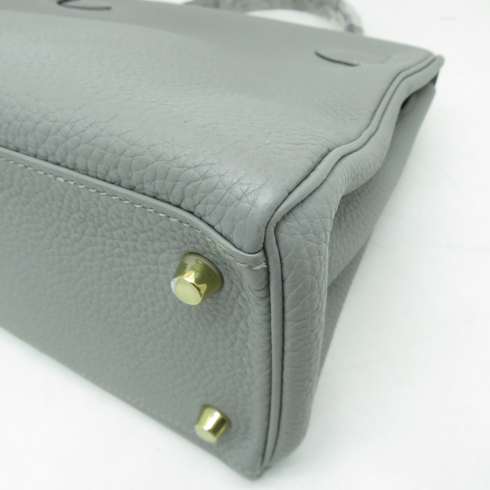 HERMES Togo皮革Kelly 28金扣手挽肩背兩用袋海鷗灰色