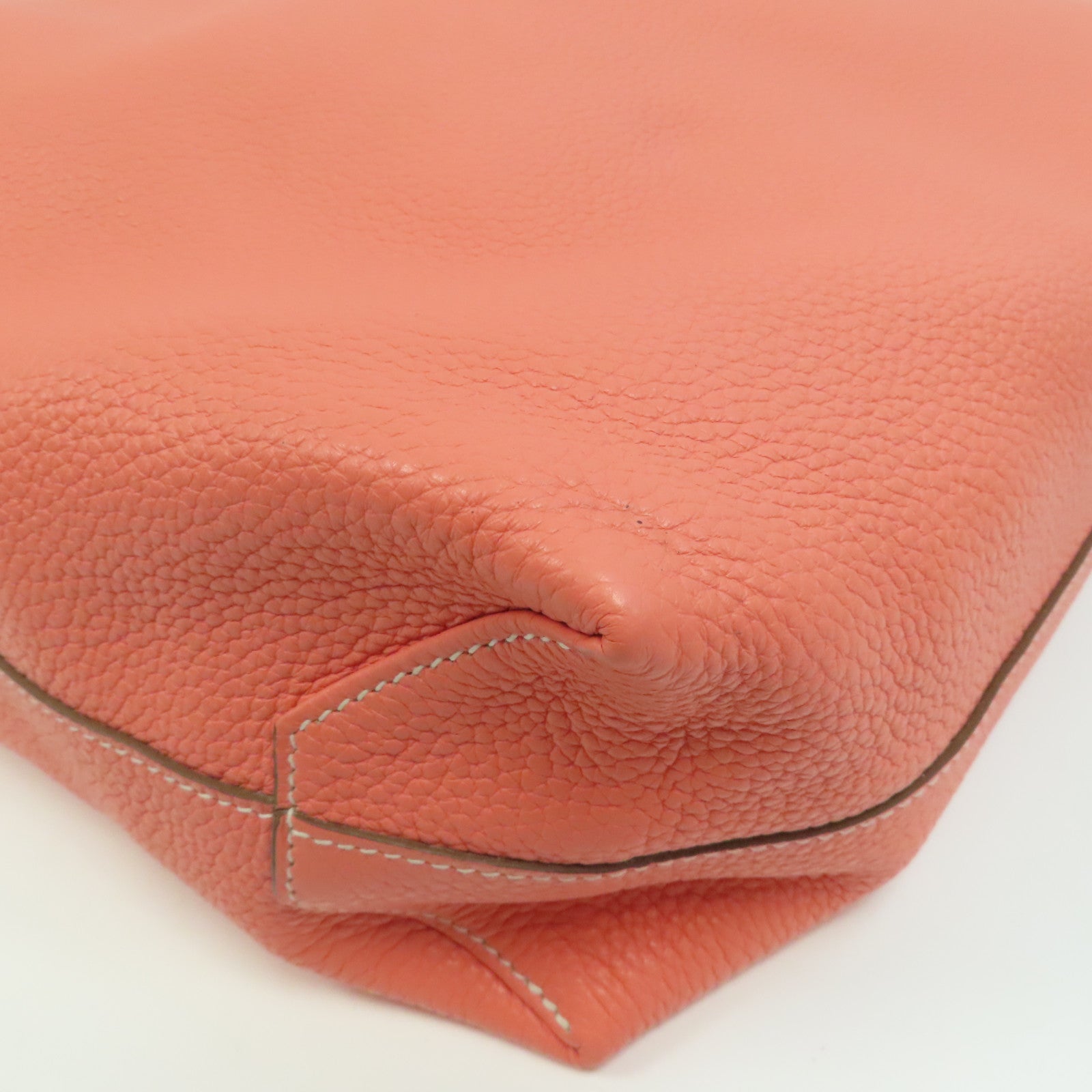 HERMES Clemence皮革Double Sens手挽袋Crevette/淺橙色/Rouge Casaque/紅色