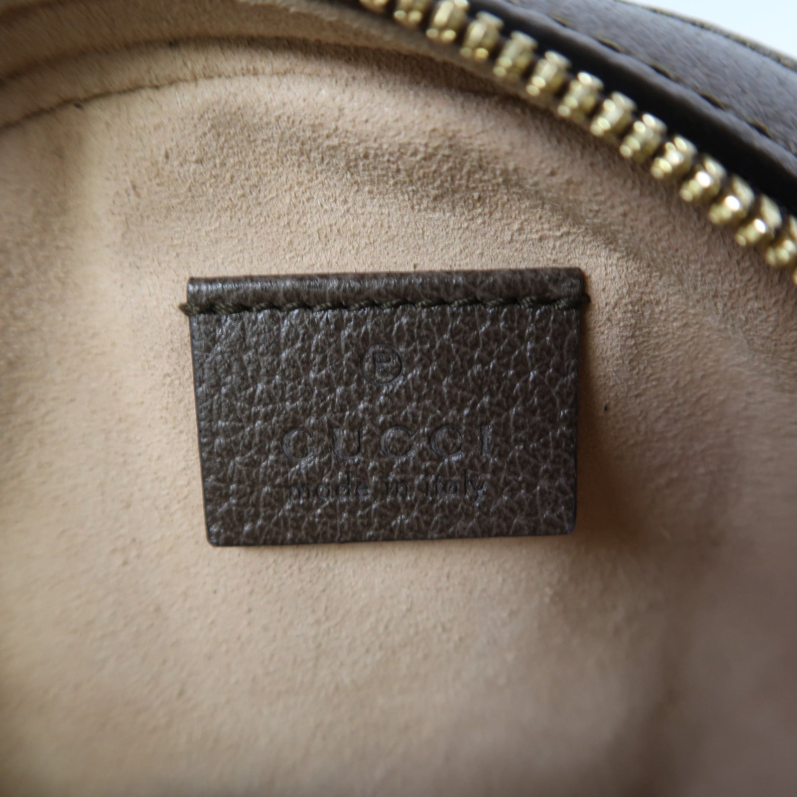 GUCCI 塗層帆布Ophidia GG金扣鏈帶肩背袋啡色