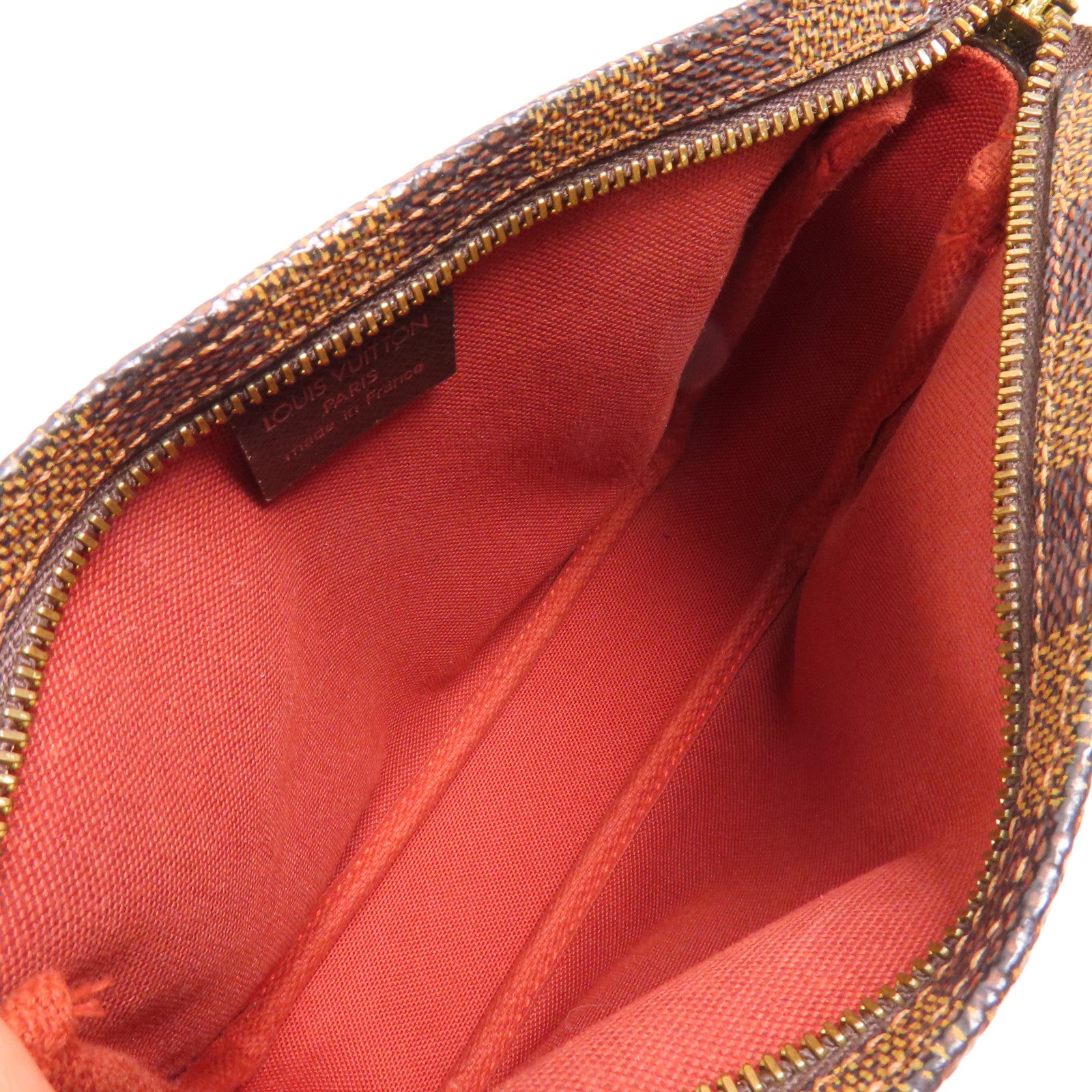 LOUIS VUITTON Damier Trousse Makeup Accessory Pouch金扣手挽袋棕色