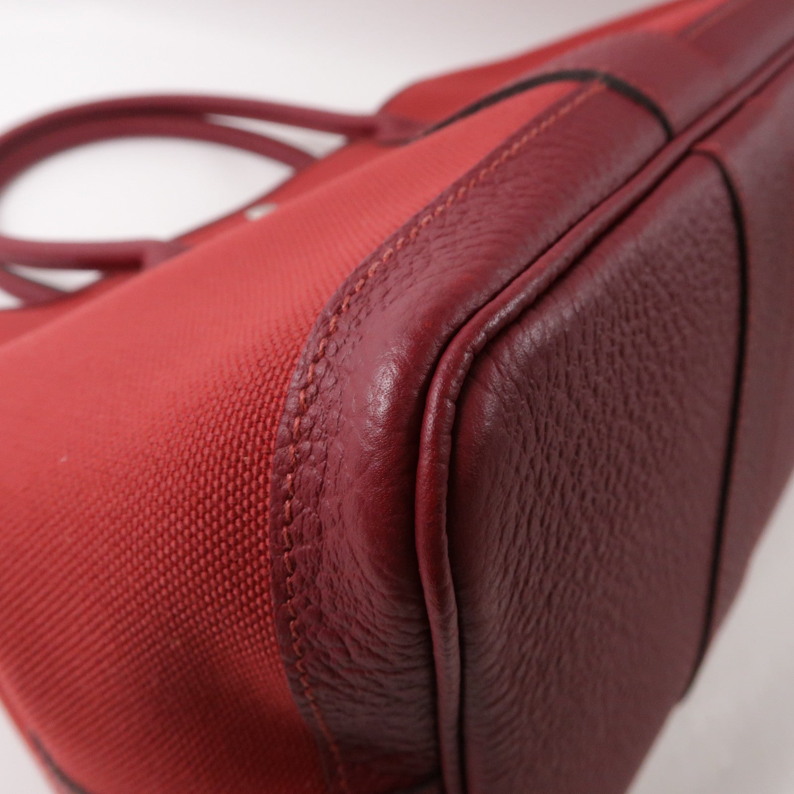 HERMES 帆布Garden Party PM銀扣手挽袋紅色