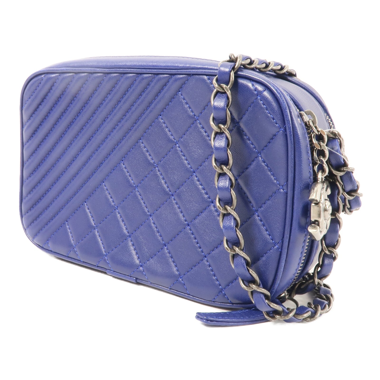 CHANEL 羊皮皮革Carmera Bag鏈帶肩背袋