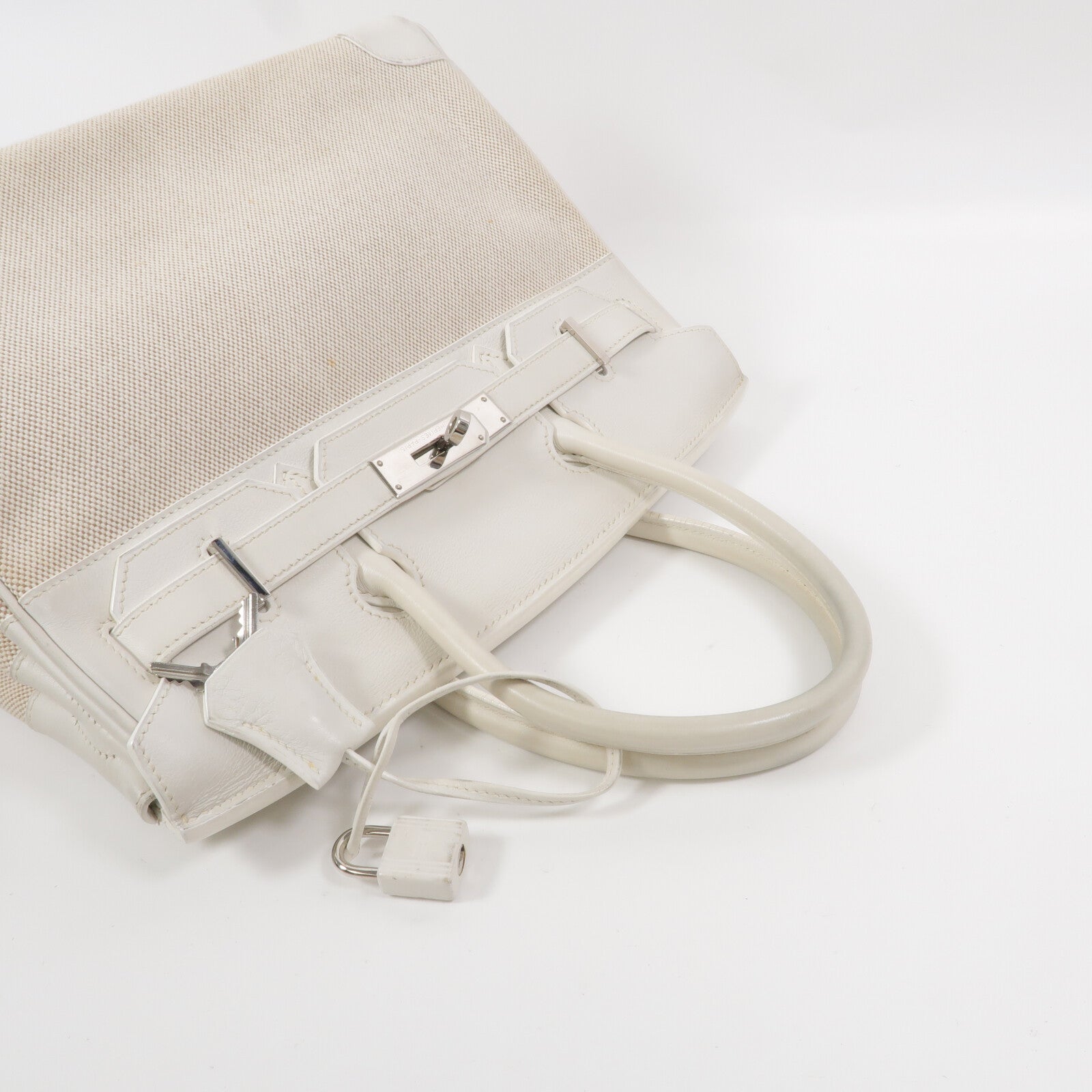 HERMES Swift皮革/Toile帆布Birkin 30手挽袋
