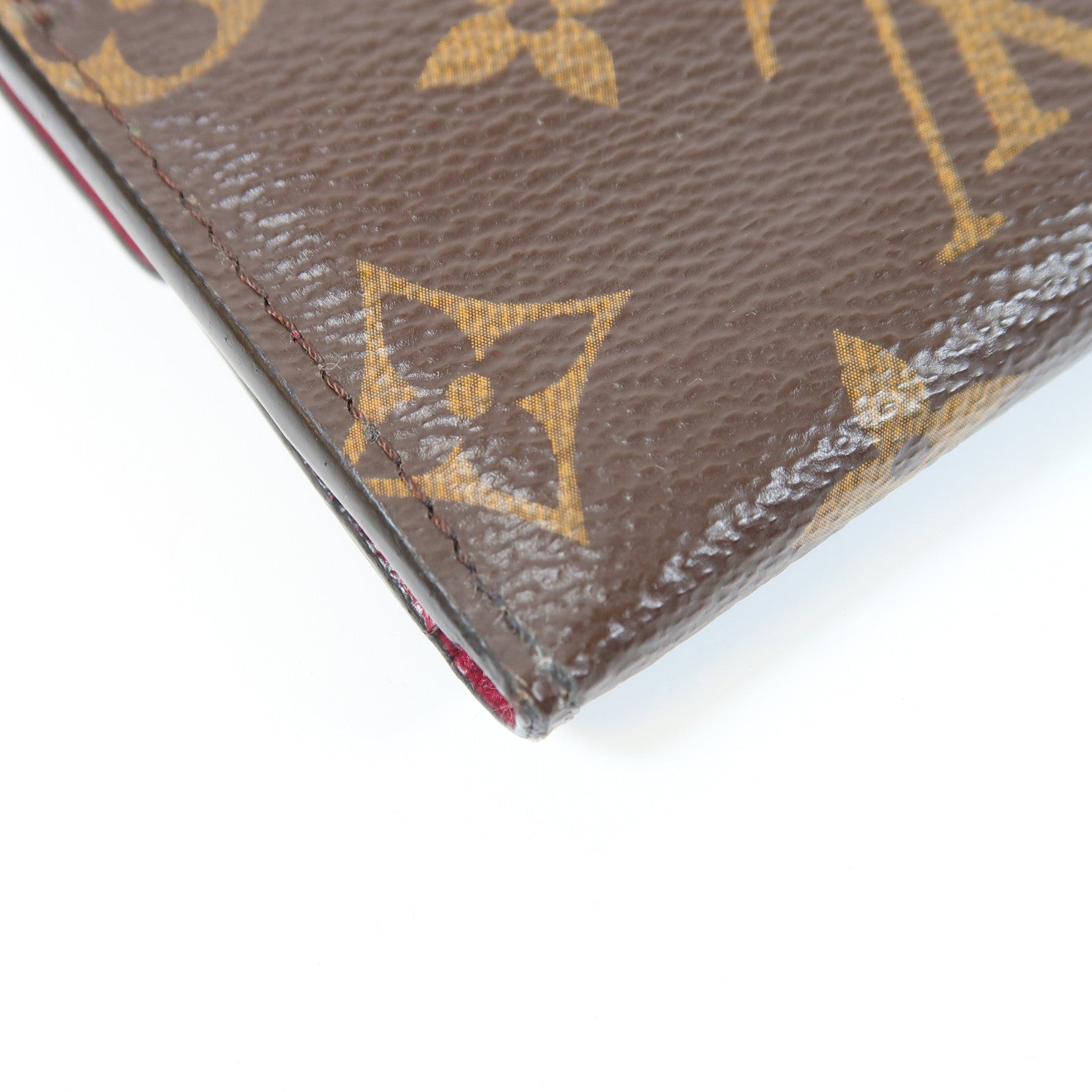LOUIS VUITTON Monogram Wallet金扣錢包棕色/紅色