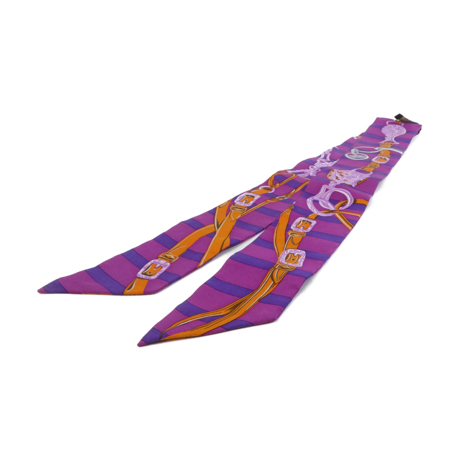 HERMES 【激減優惠】絲質Twilly絲巾紫色
