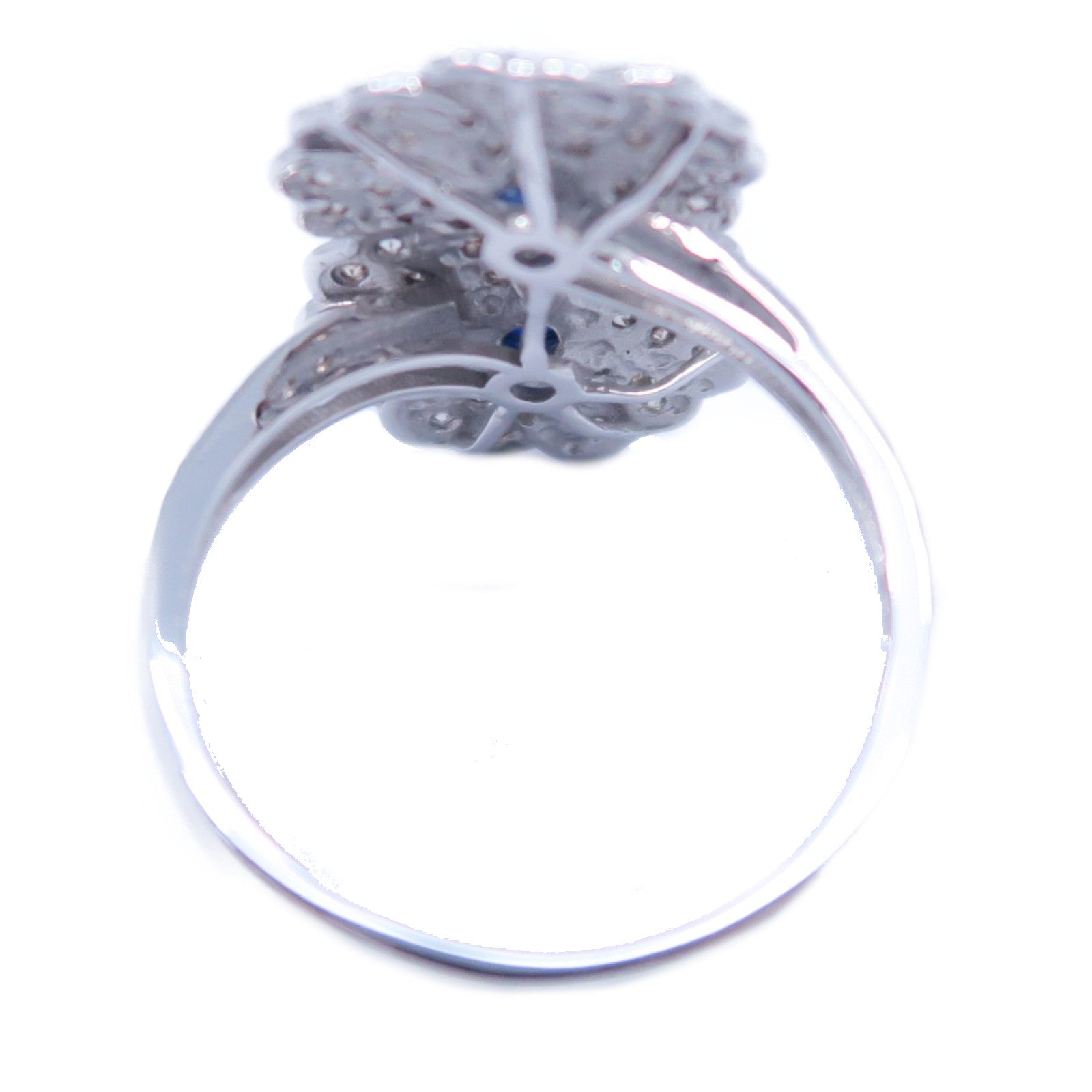 JEWELRY 【激減優惠】18K白金Diamond Ring 0.10ct藍寶石/0.50ct鑽石戒指US#5.75