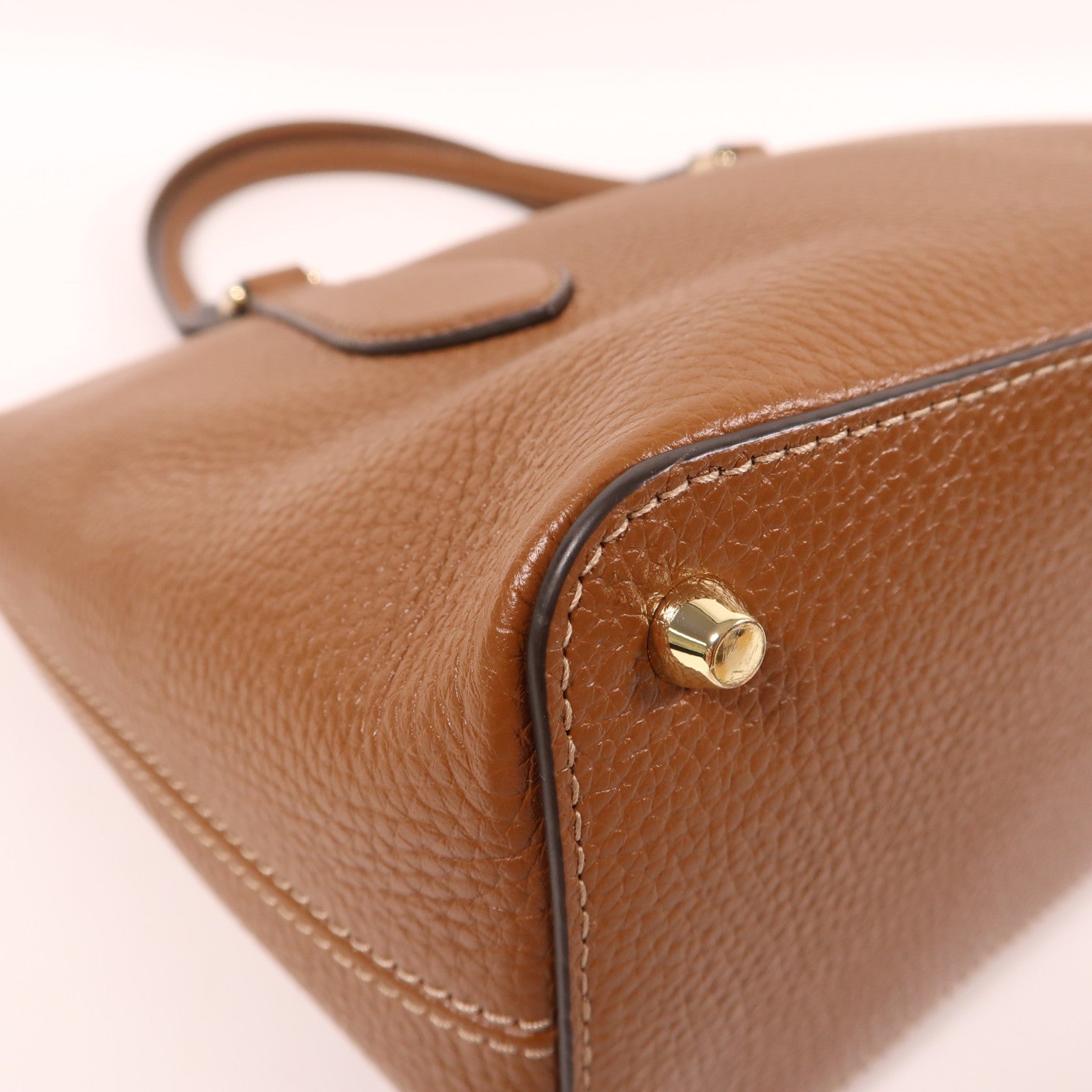 Furla 牛皮皮革2 Way Shoulder金扣手挽肩背兩用袋棕色