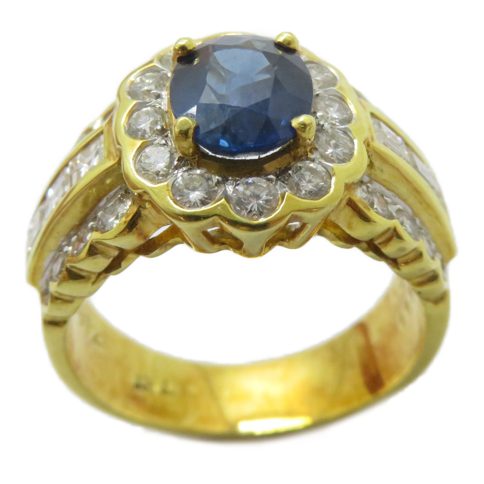 JEWELRY 【激減優惠】18K黃金Sapphire Ring 1.53ct藍寶石/1.11ct鑽石戒指US#7