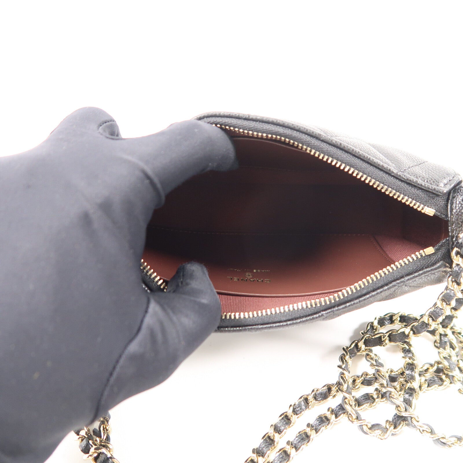CHANEL 牛皮皮革Clutch With Chain鏈帶肩背袋