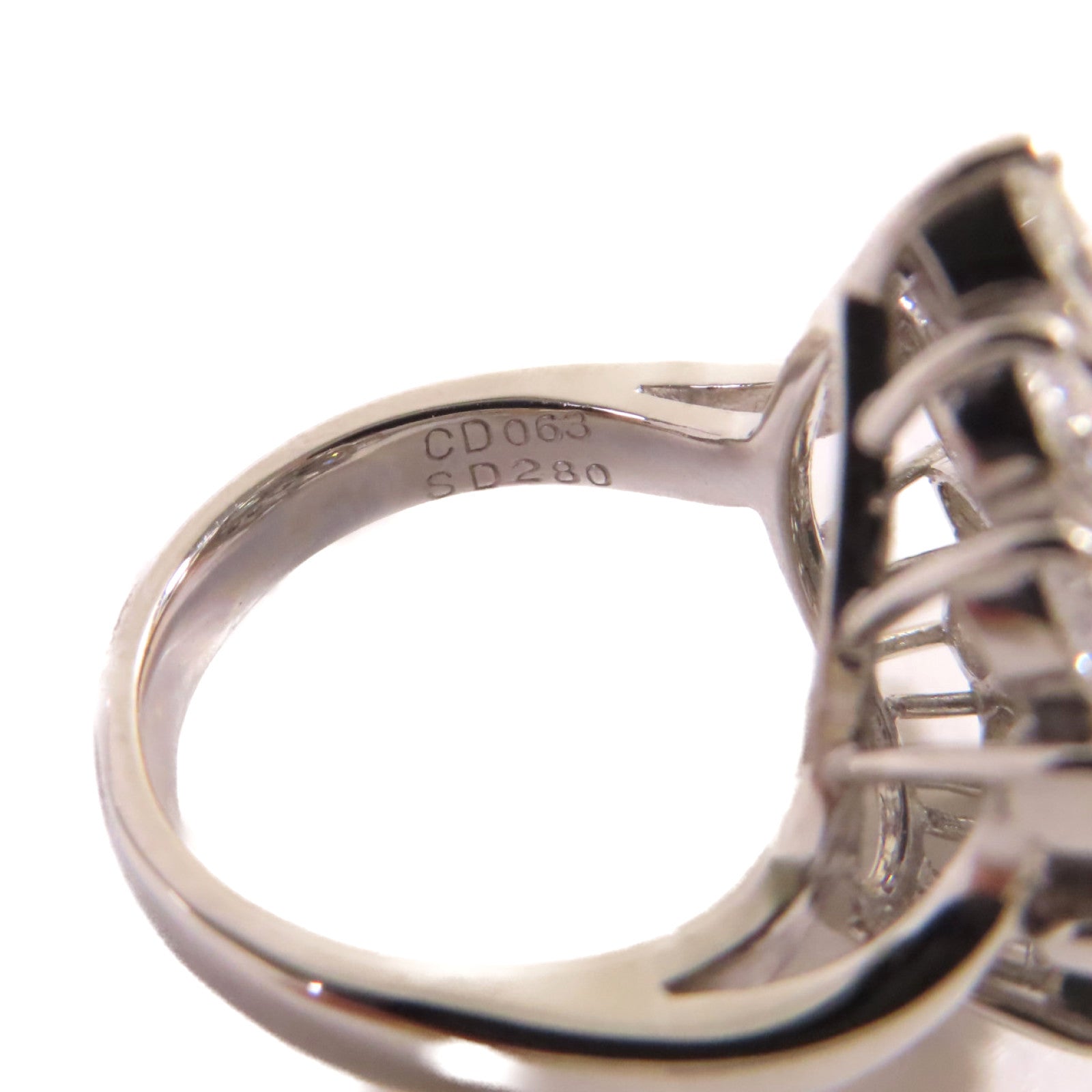 JEWELRY PT900鉑金/0.63ct藍鑽石/2.80ct鑚石Blue Diamond Ring戒指US#6