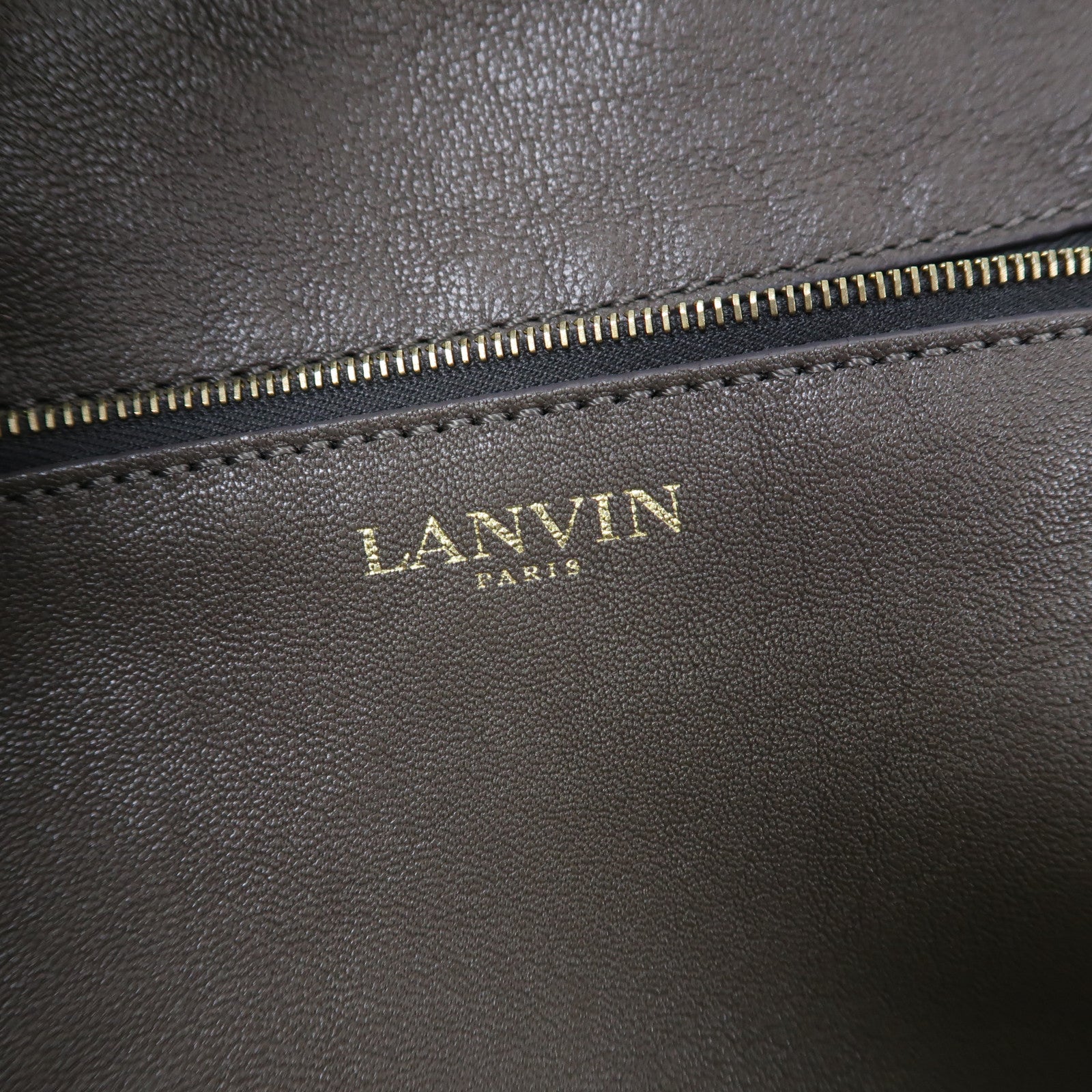 LANVIN 牛皮皮革Chain Bag金扣肩背袋古銅色