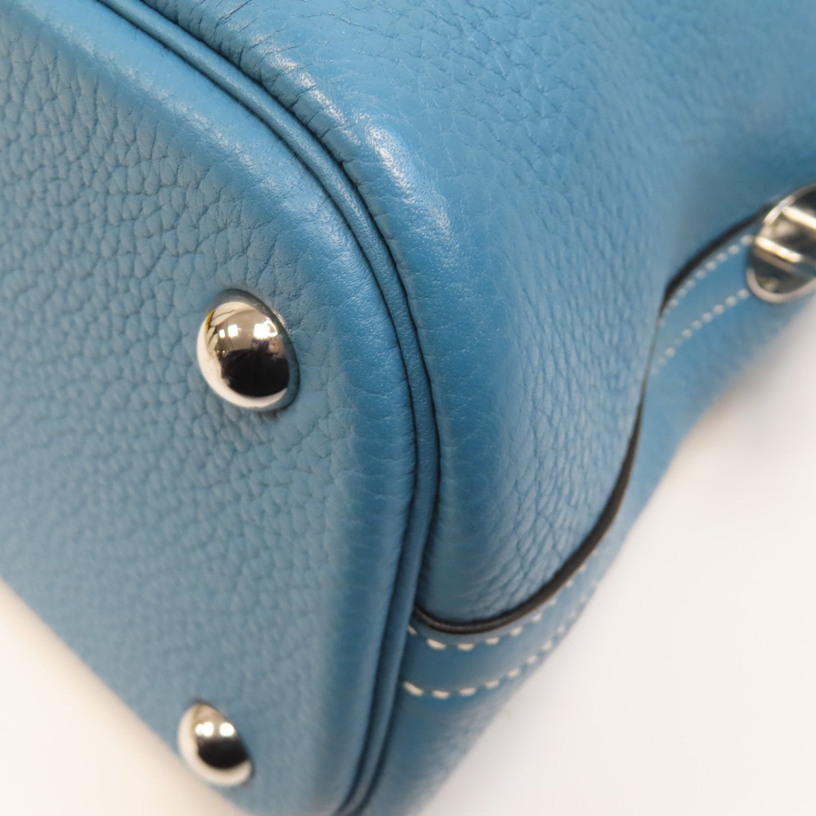 HERMES Clemence皮革Bolide 31銀扣手挽肩背兩用袋Bleu Jean/藍色