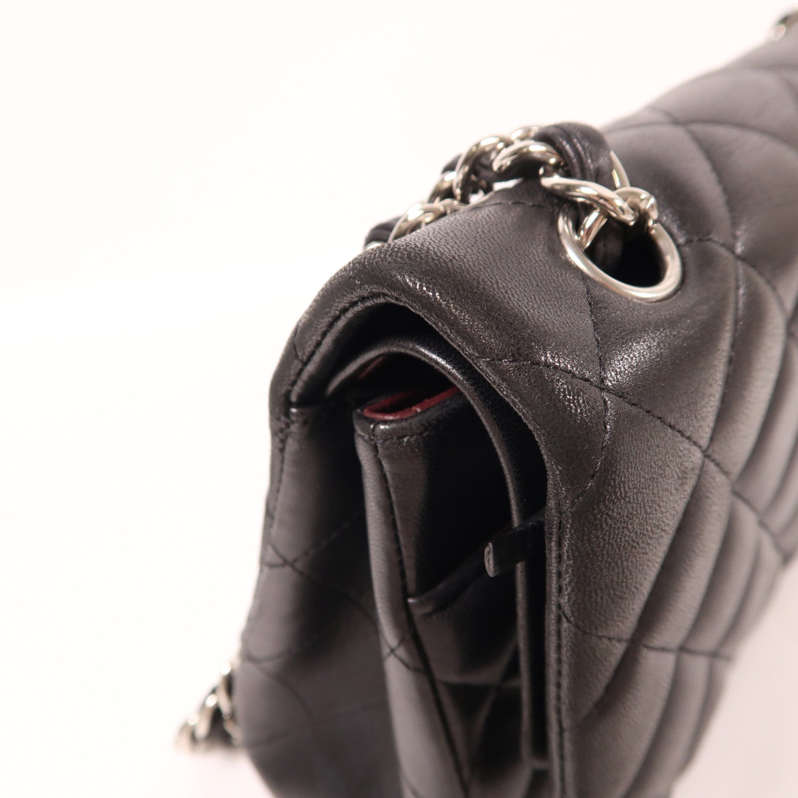 CHANEL 羊皮皮革Large Classic銀扣鏈帶肩背袋