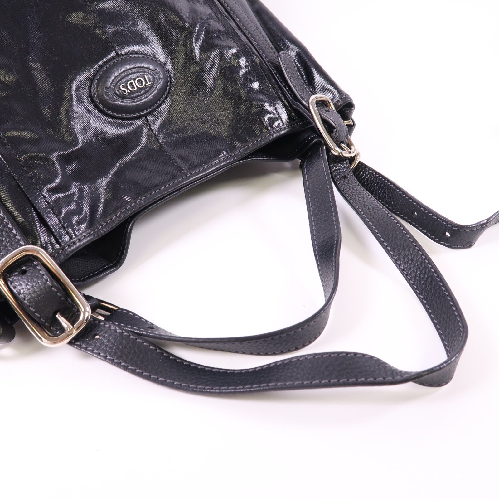 TOD'S 塗層帆布Tote Bag銀扣肩背袋