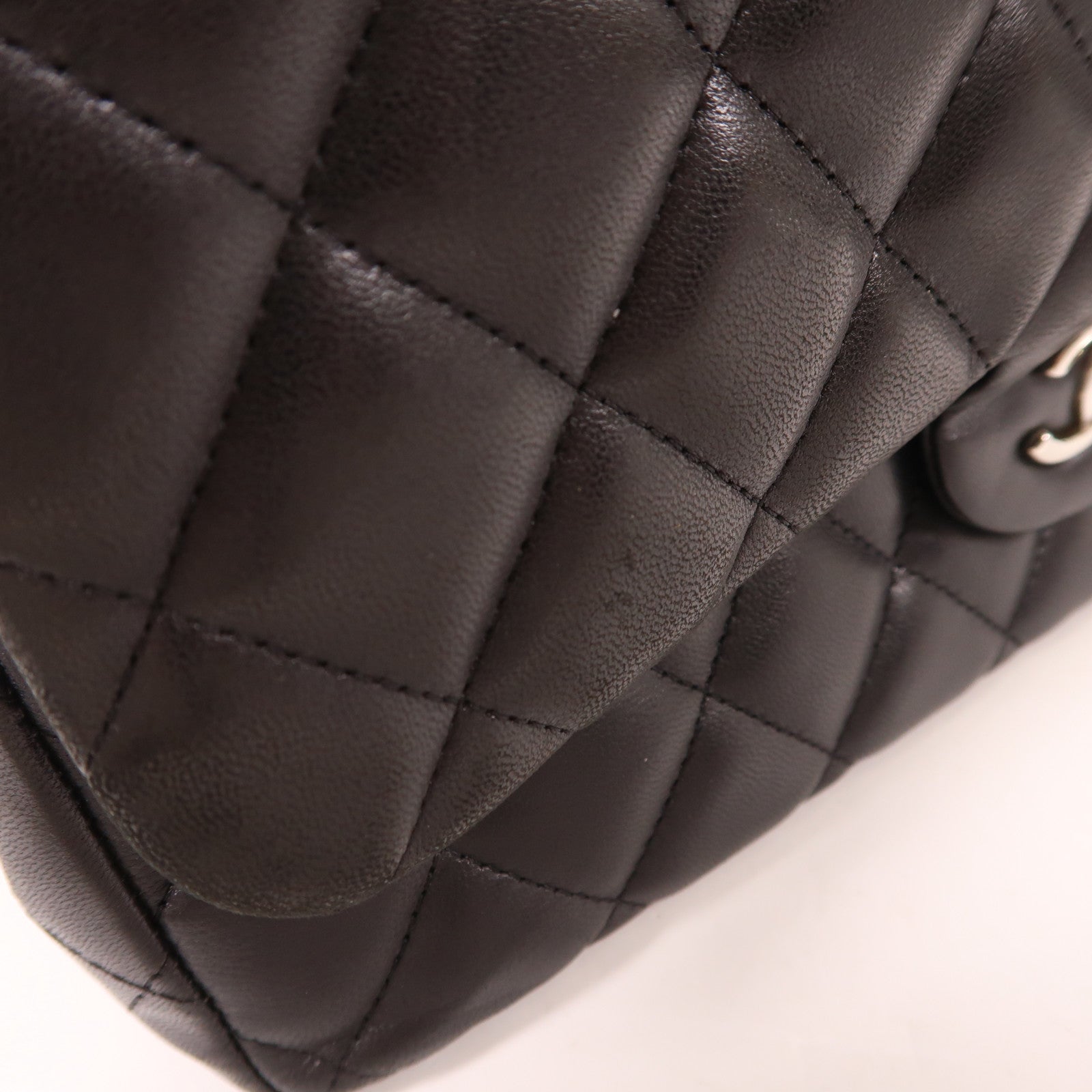 CHANEL CC SHW Large Classic Chain Shoulder Bag Lambskin Leather Black