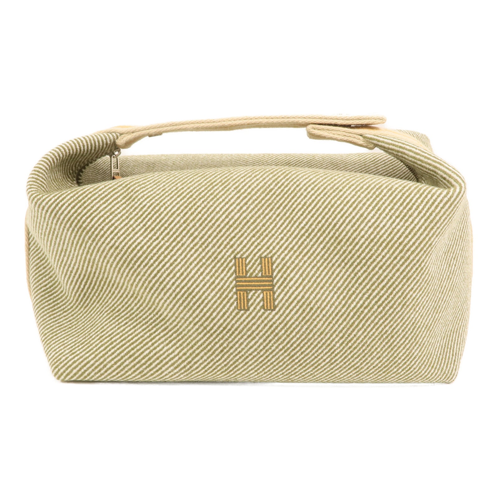 HERMES 帆布Bride-a Brac Cabriole GM銀扣手挽袋