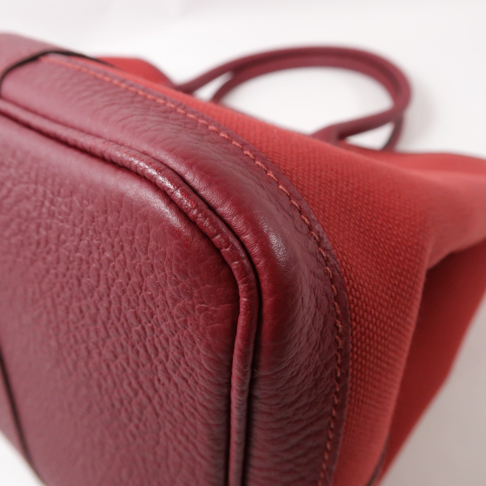 HERMES 帆布Garden Party PM銀扣手挽袋紅色