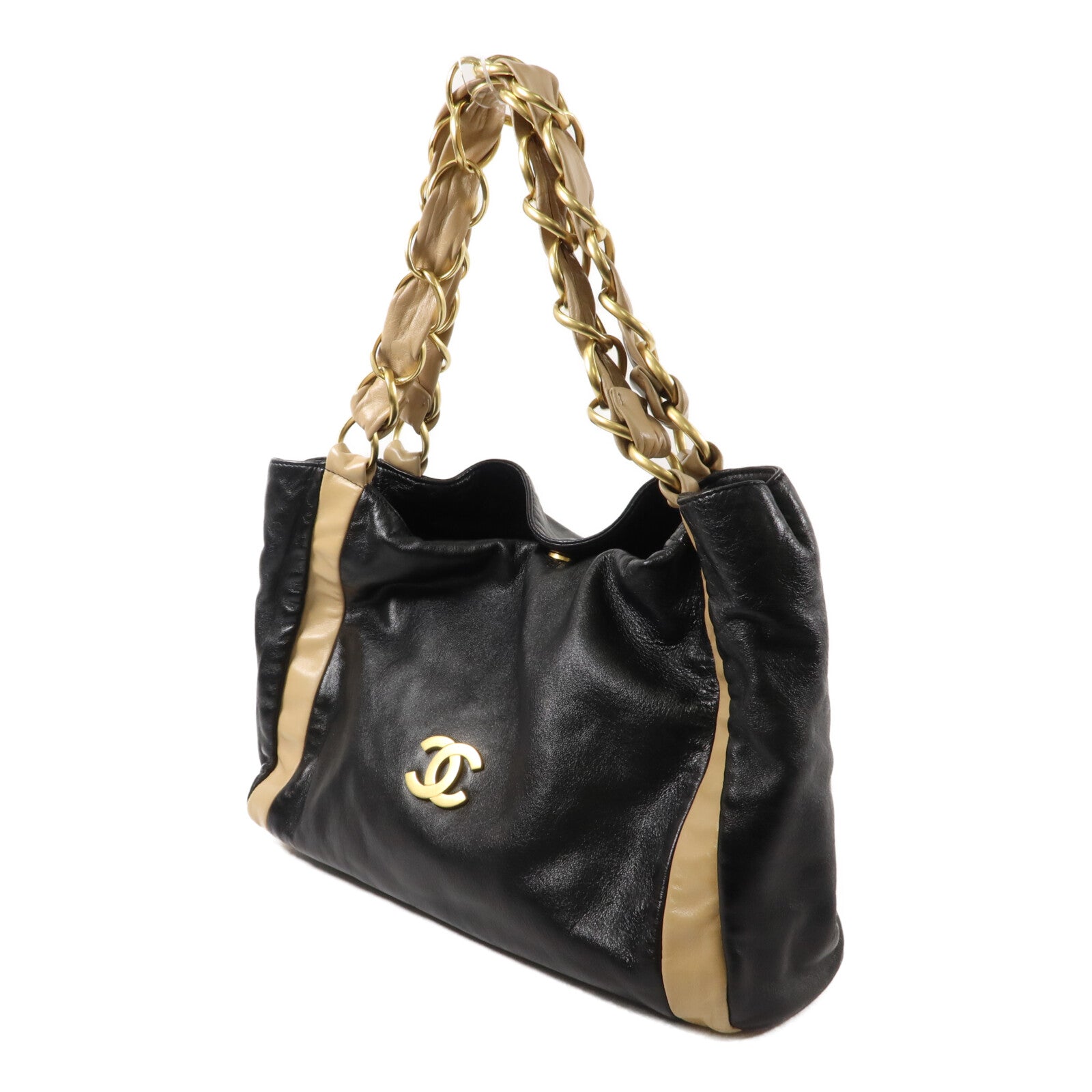 CHANEL 羊皮皮革Vintage Shoulder Bag鏈帶手挽袋