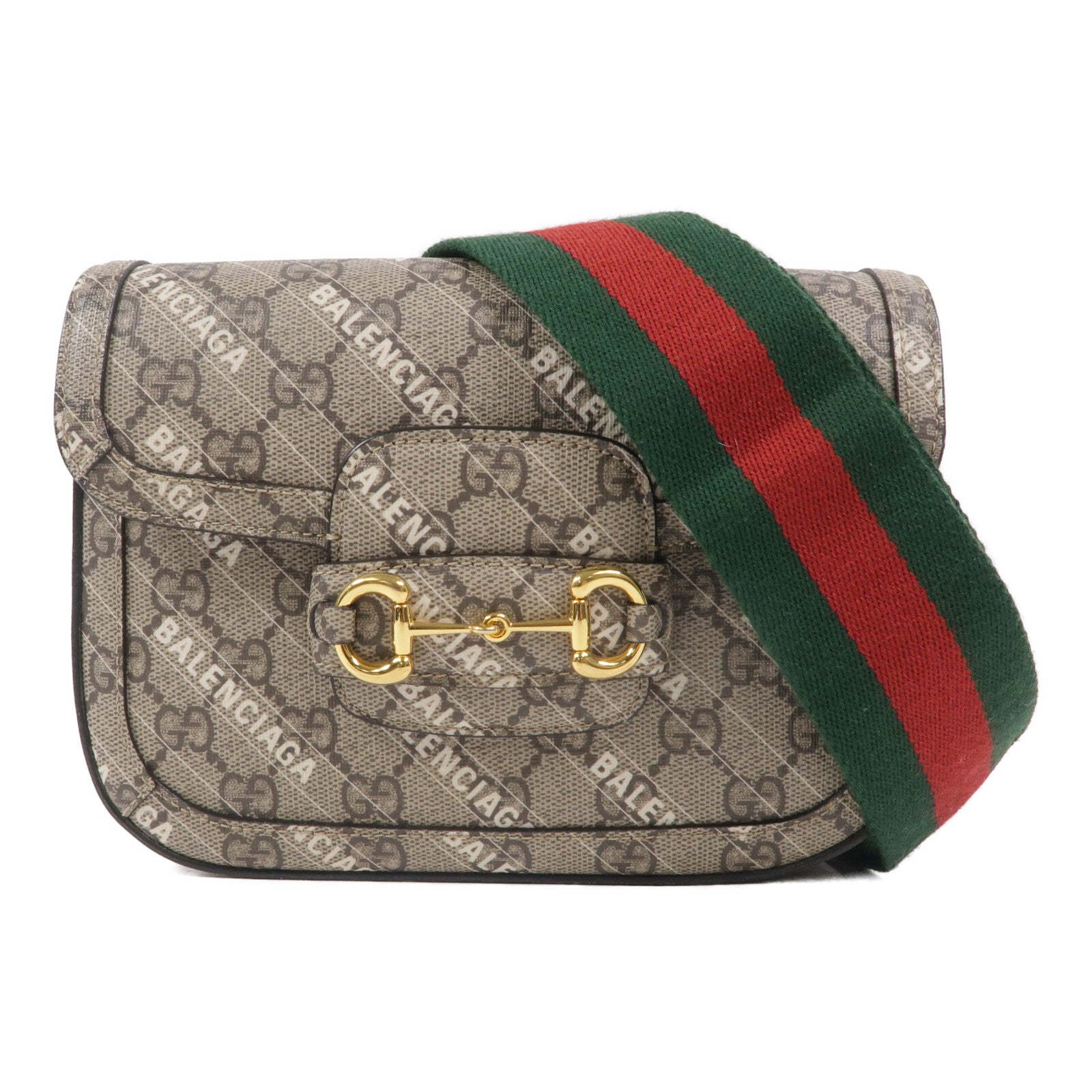 GUCCI 塗層帆布Horsebit 1955 X Balenciaga肩背袋