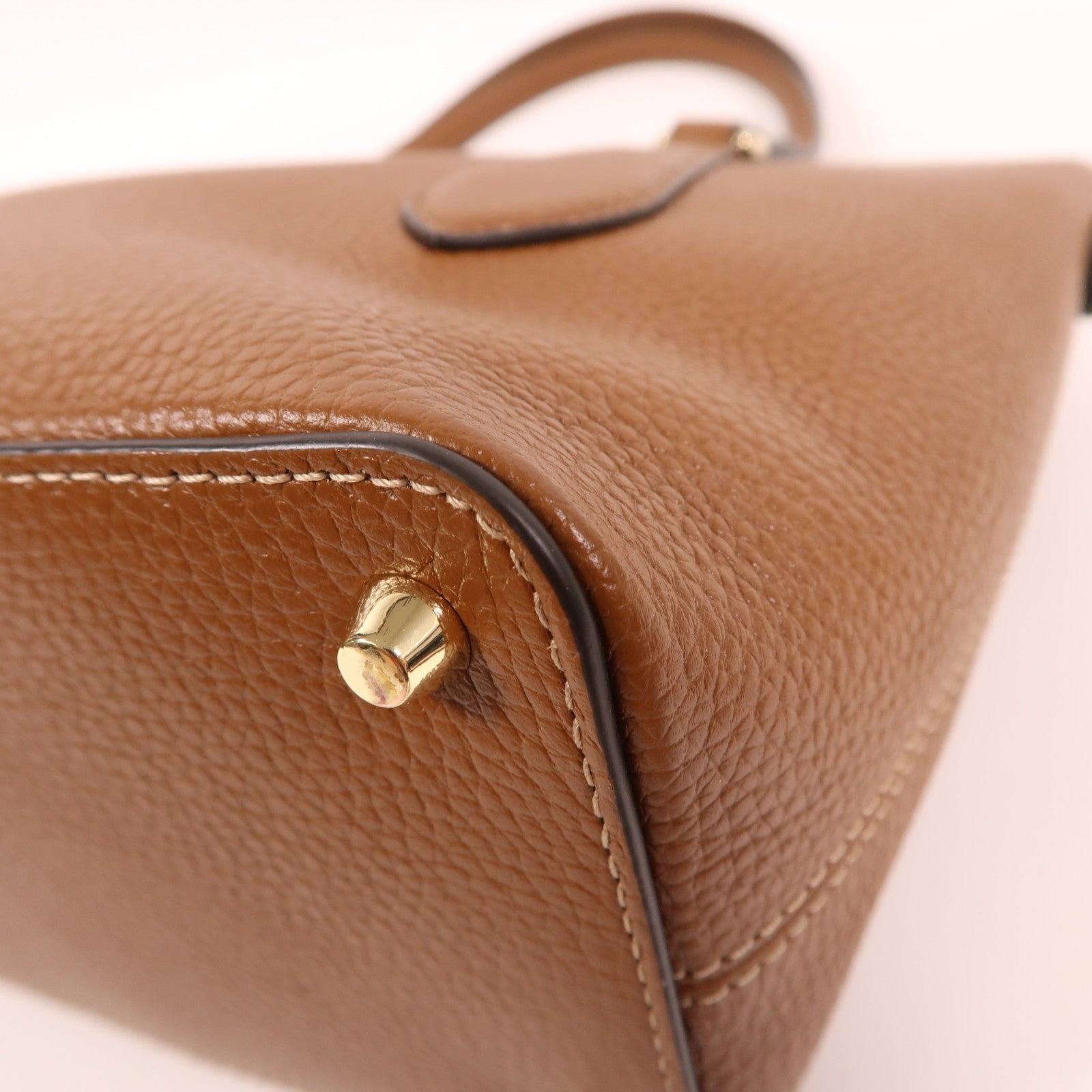 Furla 牛皮皮革2 Way Shoulder金扣手挽肩背兩用袋棕色