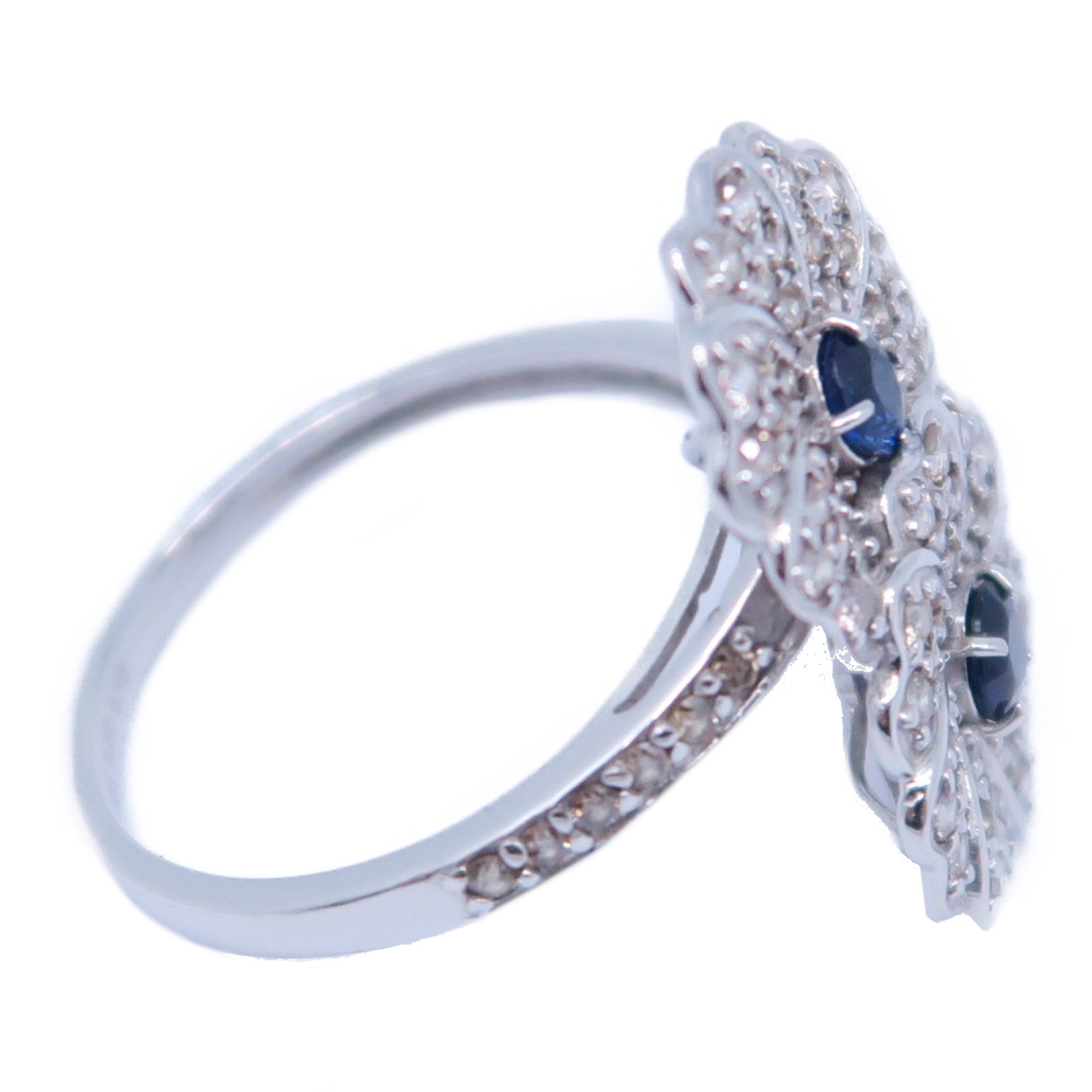 JEWELRY 【激減優惠】18K白金Diamond Ring 0.10ct藍寶石/0.50ct鑽石戒指US#5.75