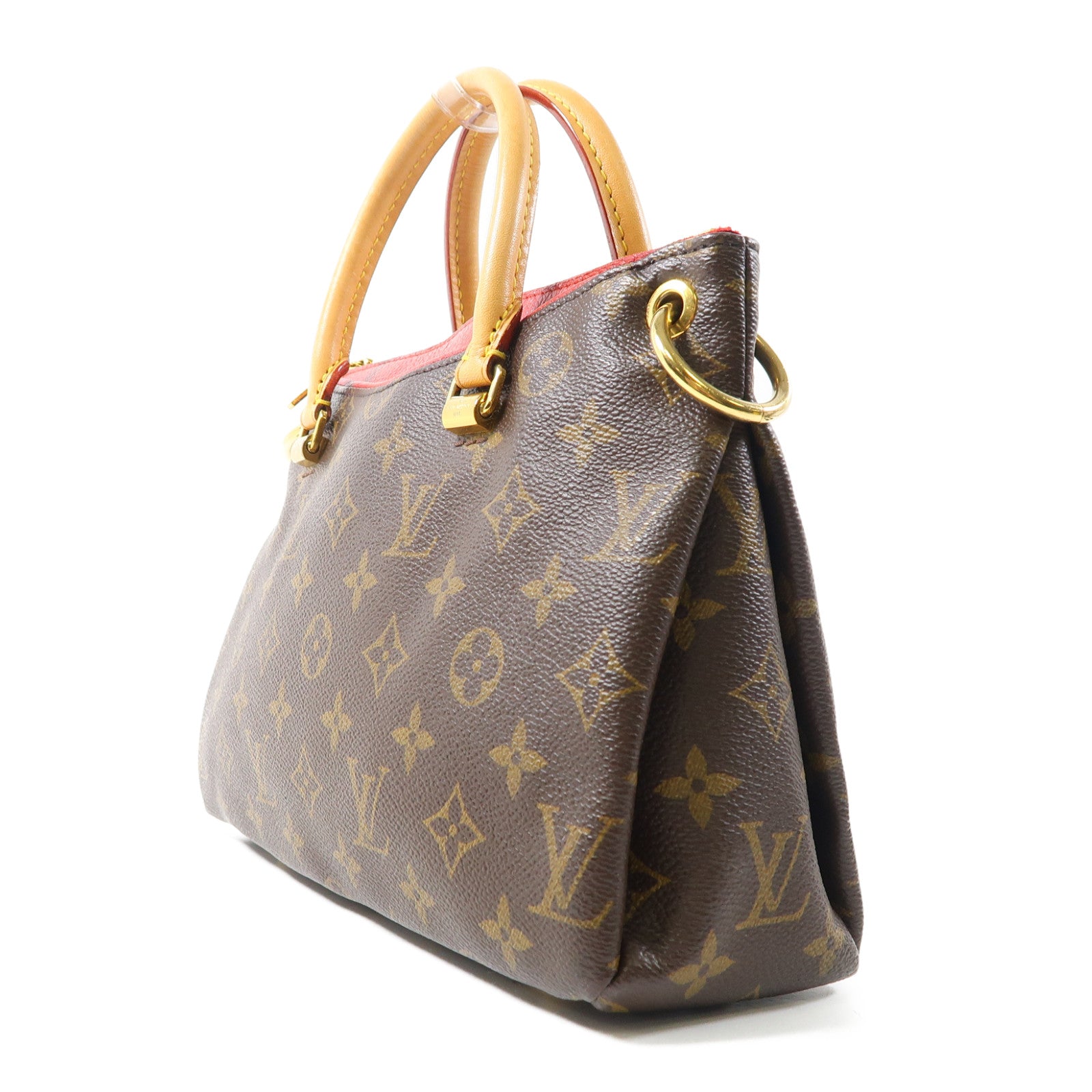 LOUIS VUITTON Monogram Pallas BB金扣手挽肩背兩用袋啡色/紅色