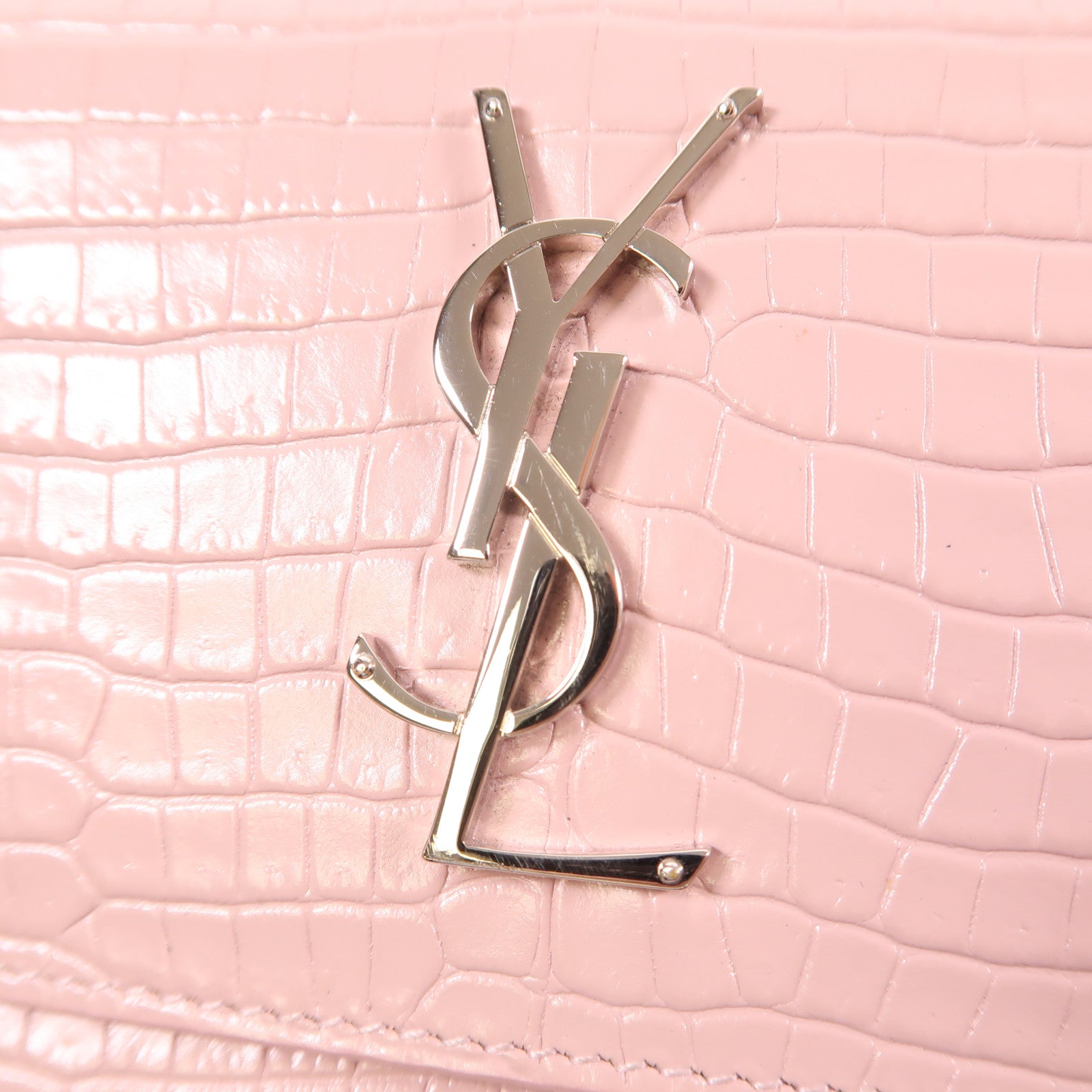 SAINT LAURENT 牛皮皮革Shoulder Bag銀扣鏈帶手挽肩背兩用袋