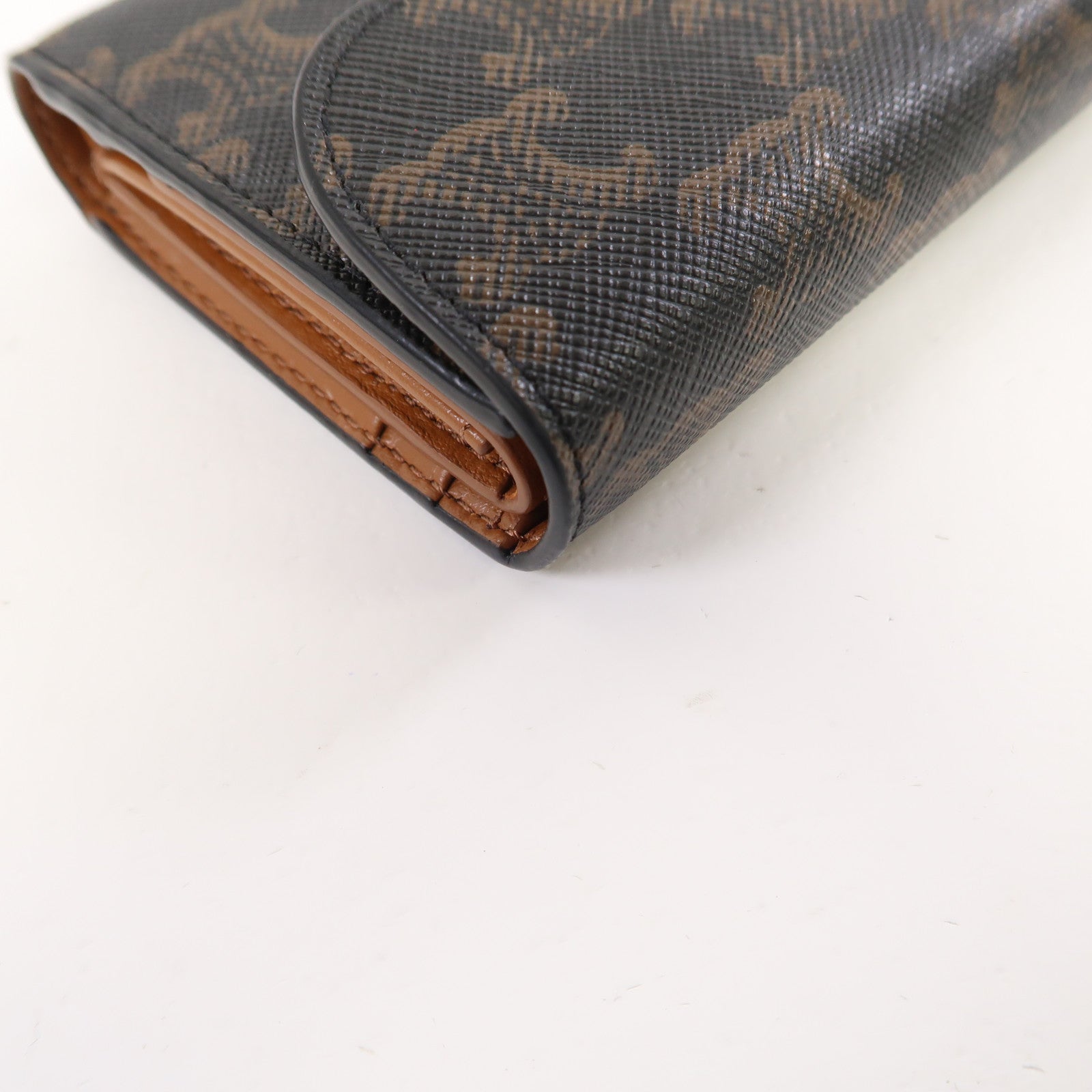 CELINE Triomphe帆布/牛皮皮革Small Wallet金扣錢包啡色