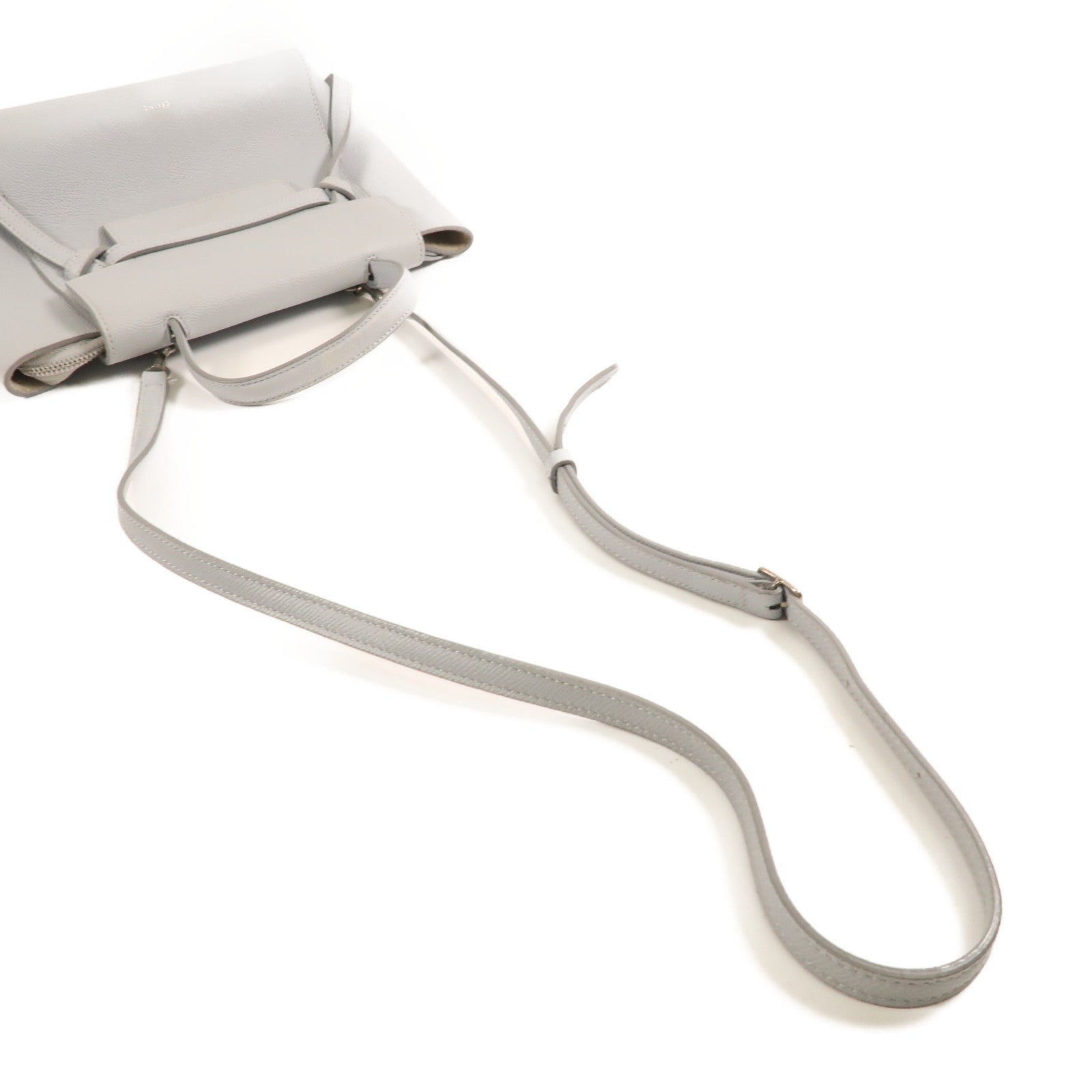 CELINE 牛皮皮革Nano Belt Bag銀扣手挽肩背兩用袋藍色