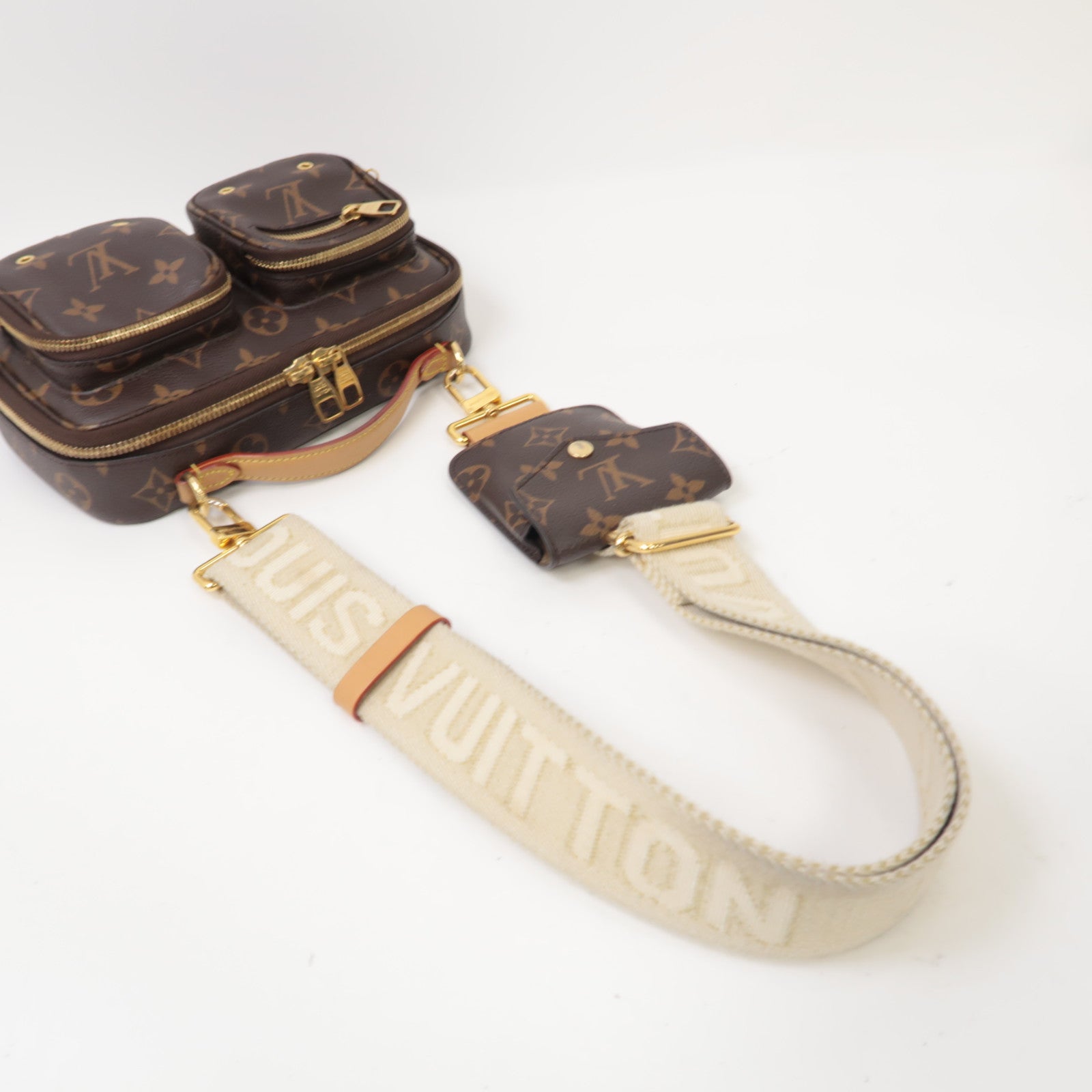 LOUIS VUITTON Monogram Utility金扣手挽肩背兩用袋啡色