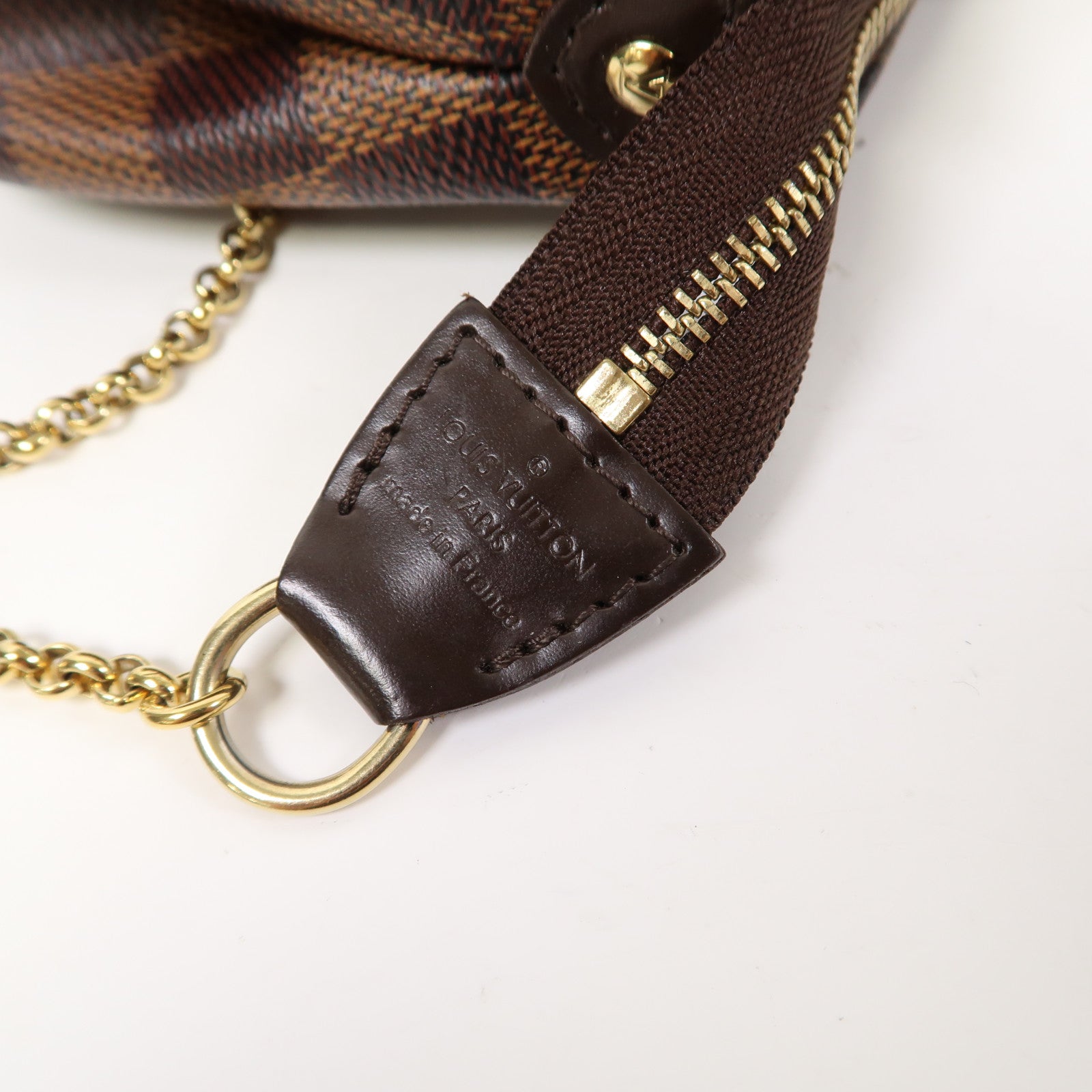 LOUIS VUITTON Damier Ebene Eva金扣鏈帶肩背袋啡色