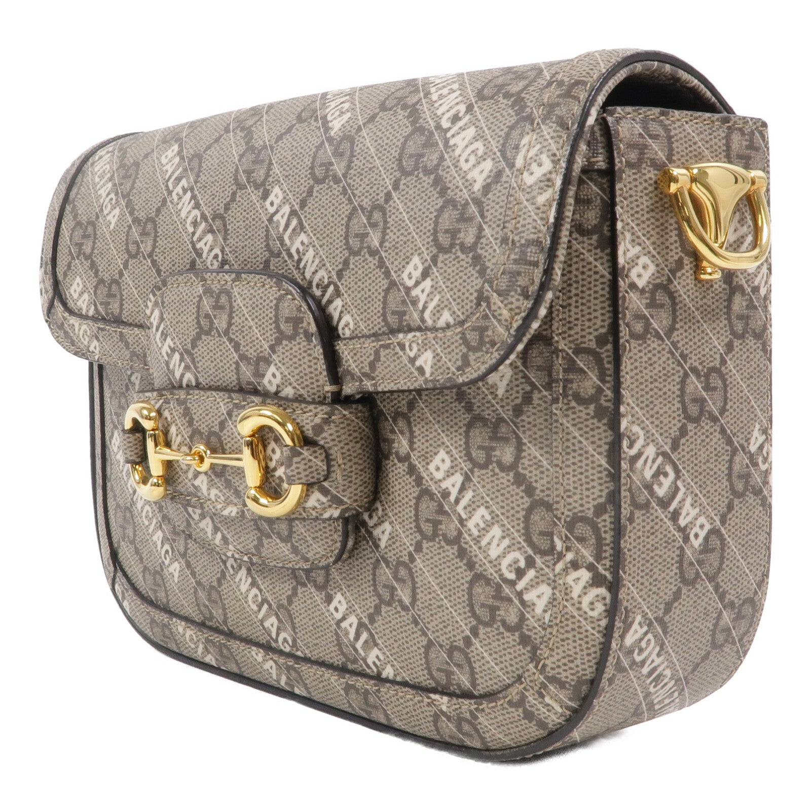 GUCCI 塗層帆布Horsebit 1955 X Balenciaga肩背袋
