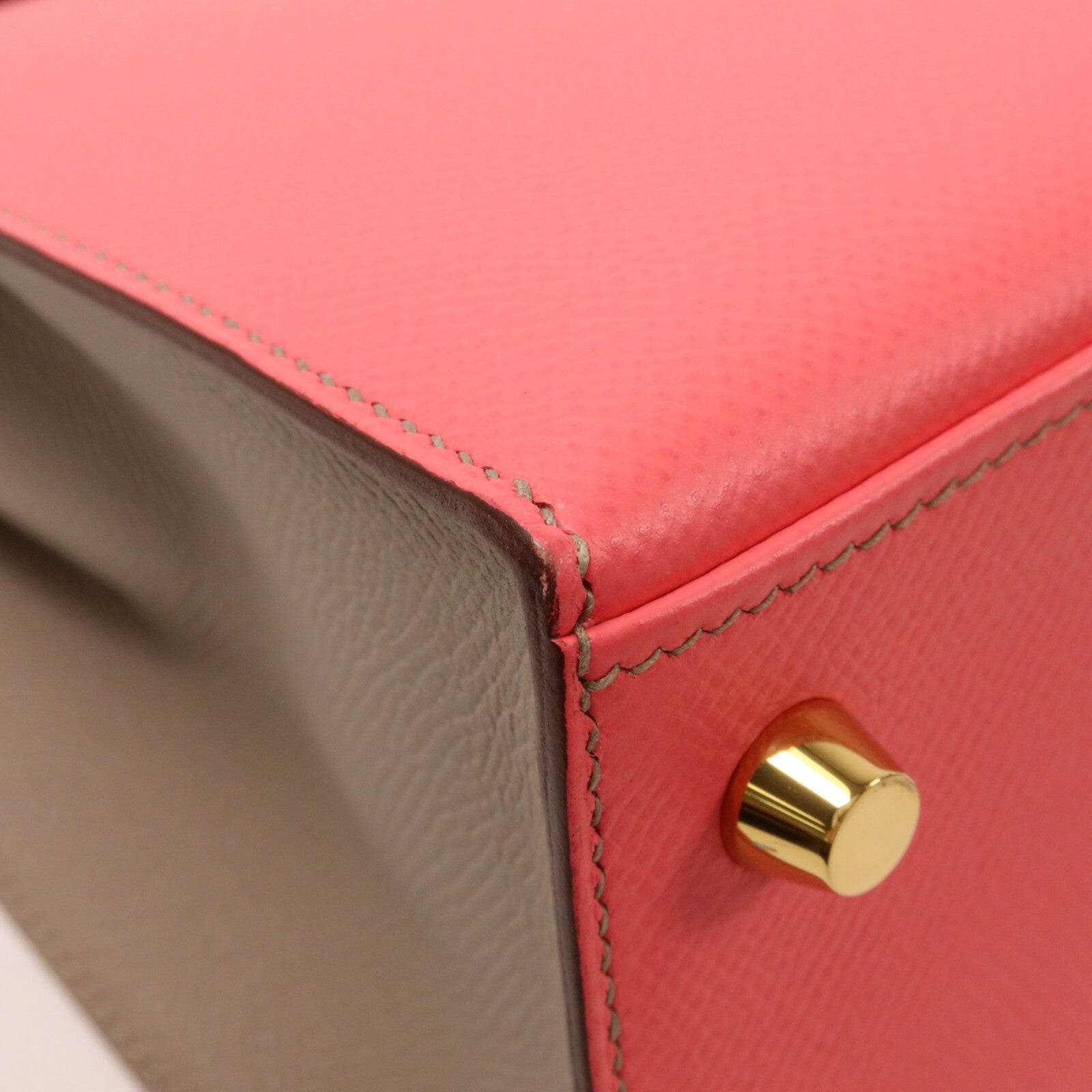 HERMES Epsom皮革Kelly 25手挽肩背兩用袋Rose Azalee/Gris Mouette